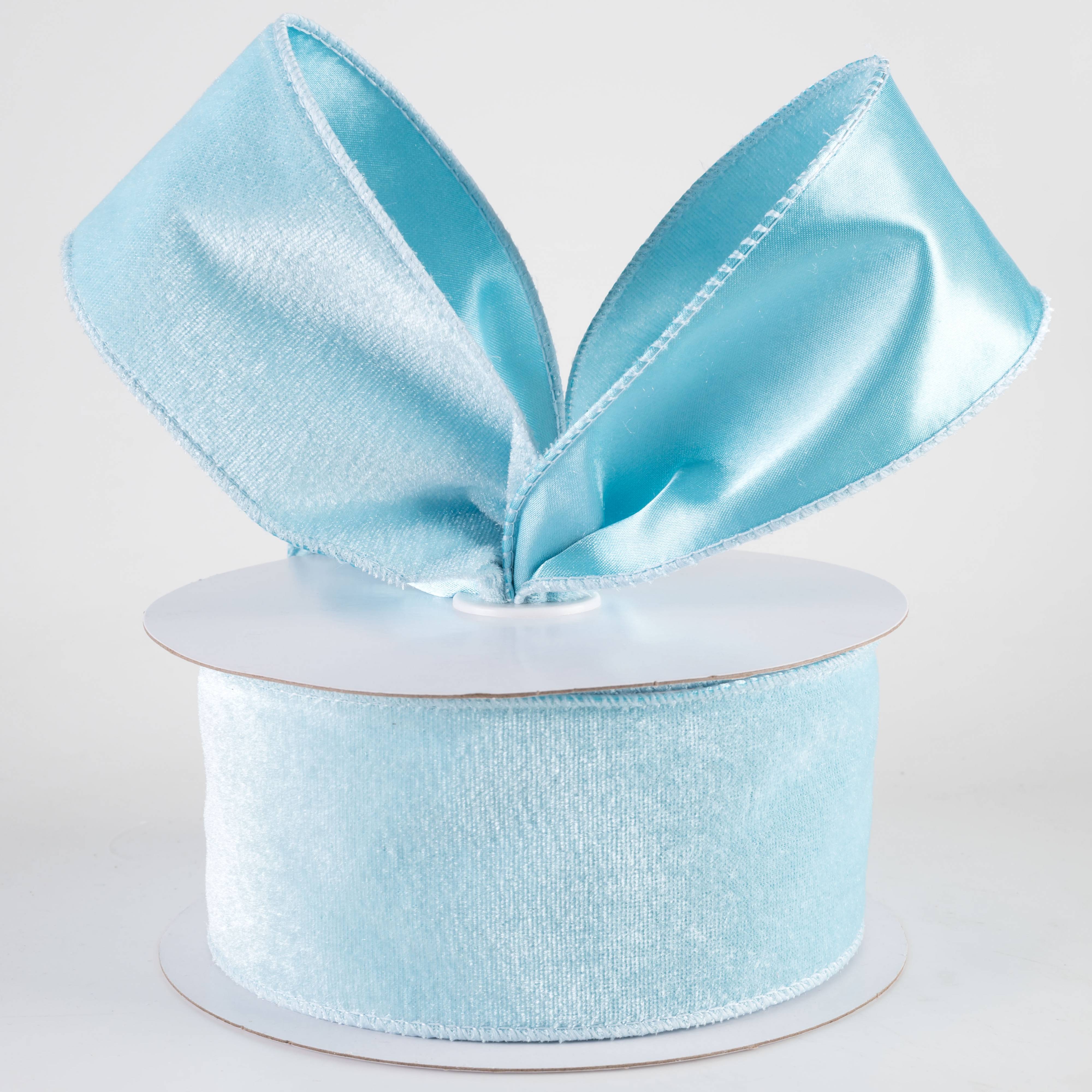 2.5" Deluxe Velvet Satin Backing Ribbon: Ice Blue (10 Yards) Lifestyle Photo