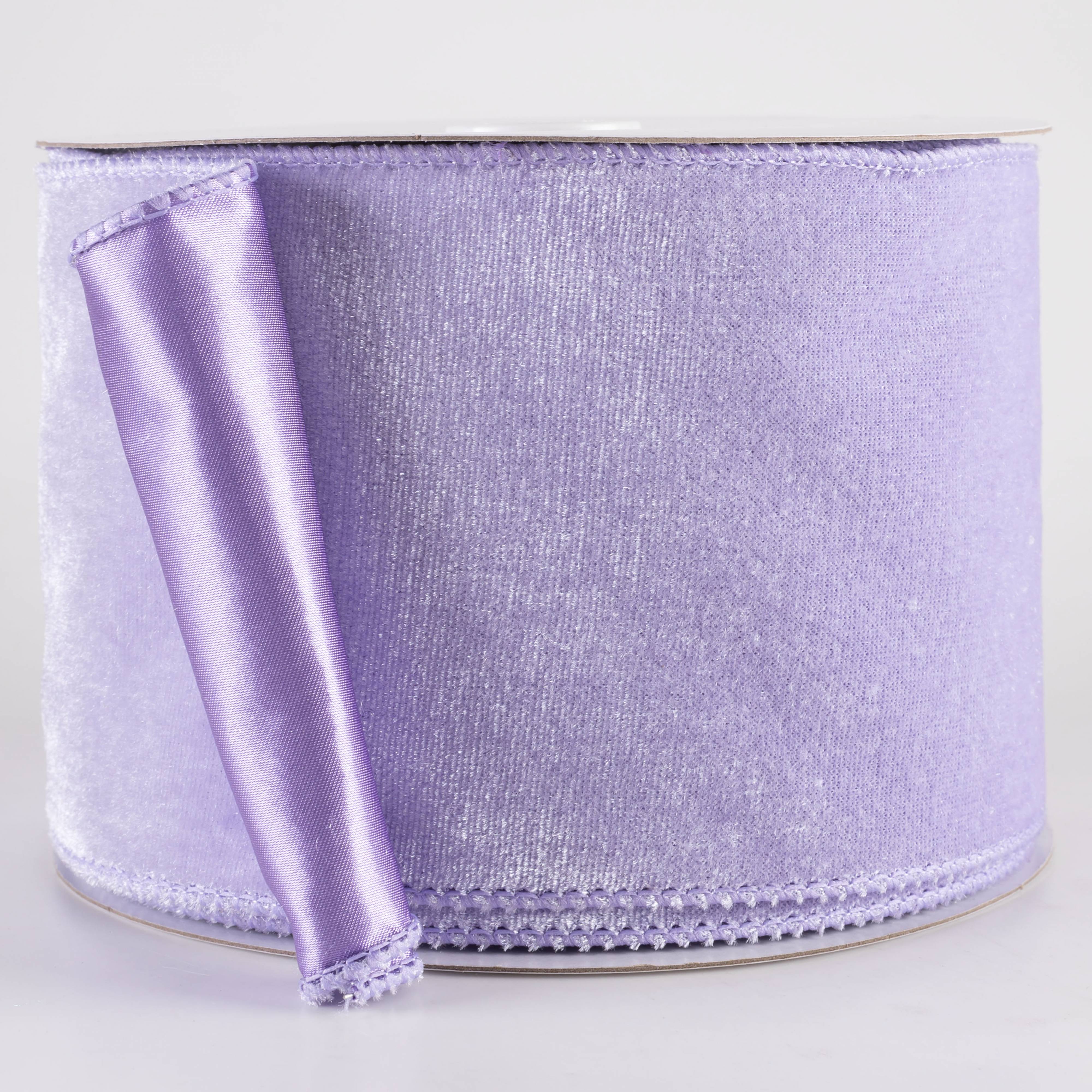 4" Deluxe Velvet Satin Backing Ribbon: Lavender Purple (10 Yards) Item Number: RGE166013
