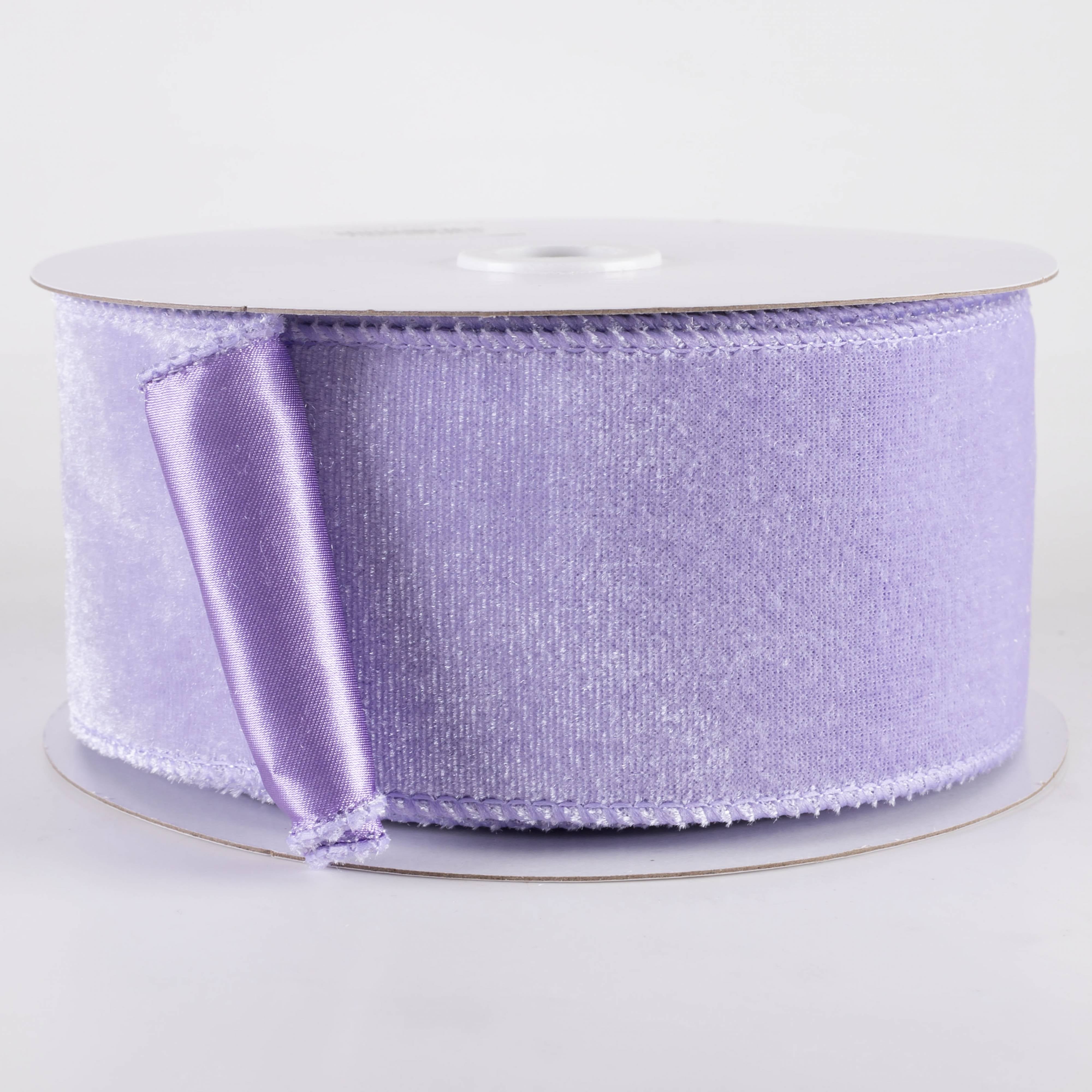 2.5" Deluxe Velvet Satin Backing Ribbon: Lavender Purple (10 Yards) Item Number: RGE165913