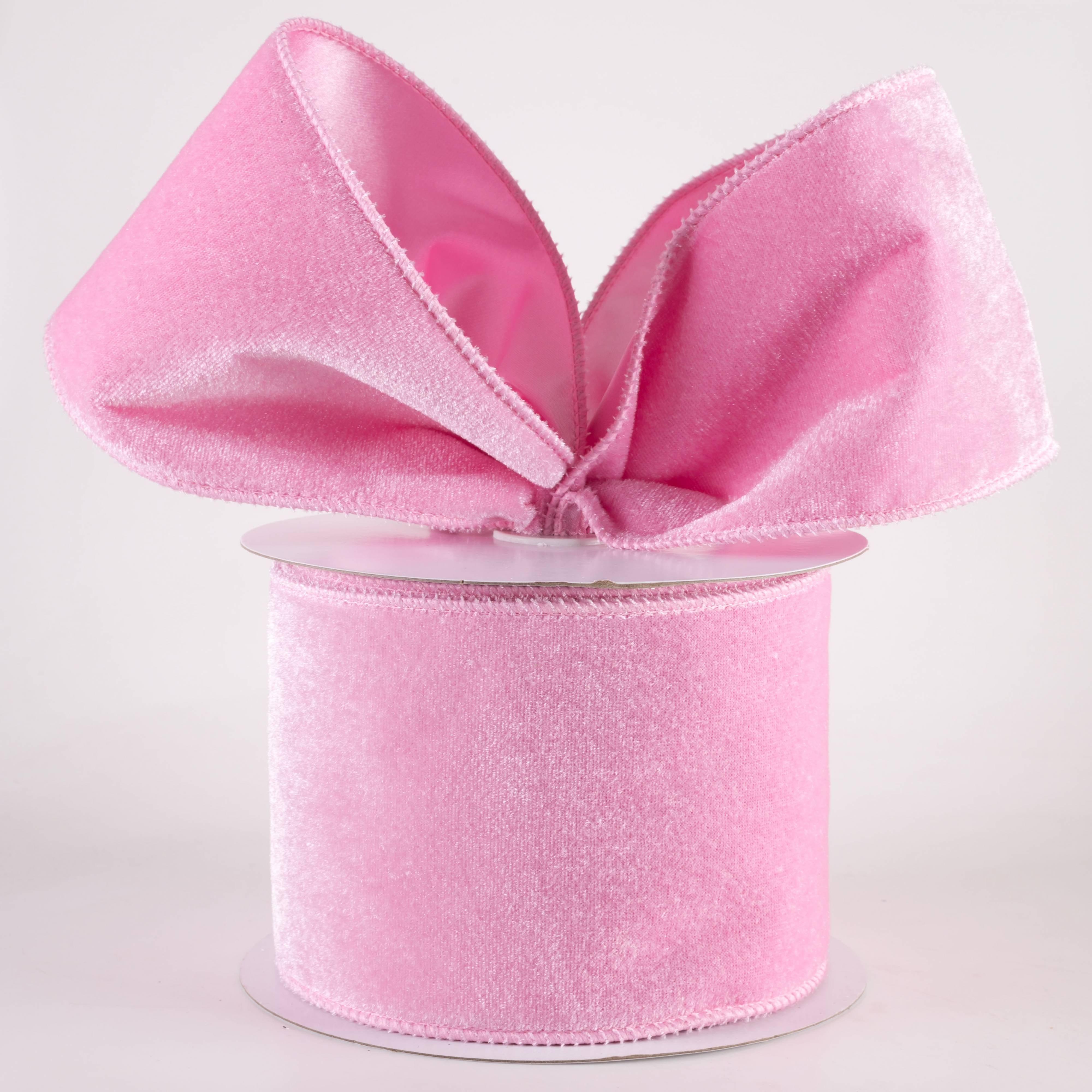 4" Deluxe Velvet Satin Backing Ribbon: Light Pink (10 Yards) Lifestyle Photo