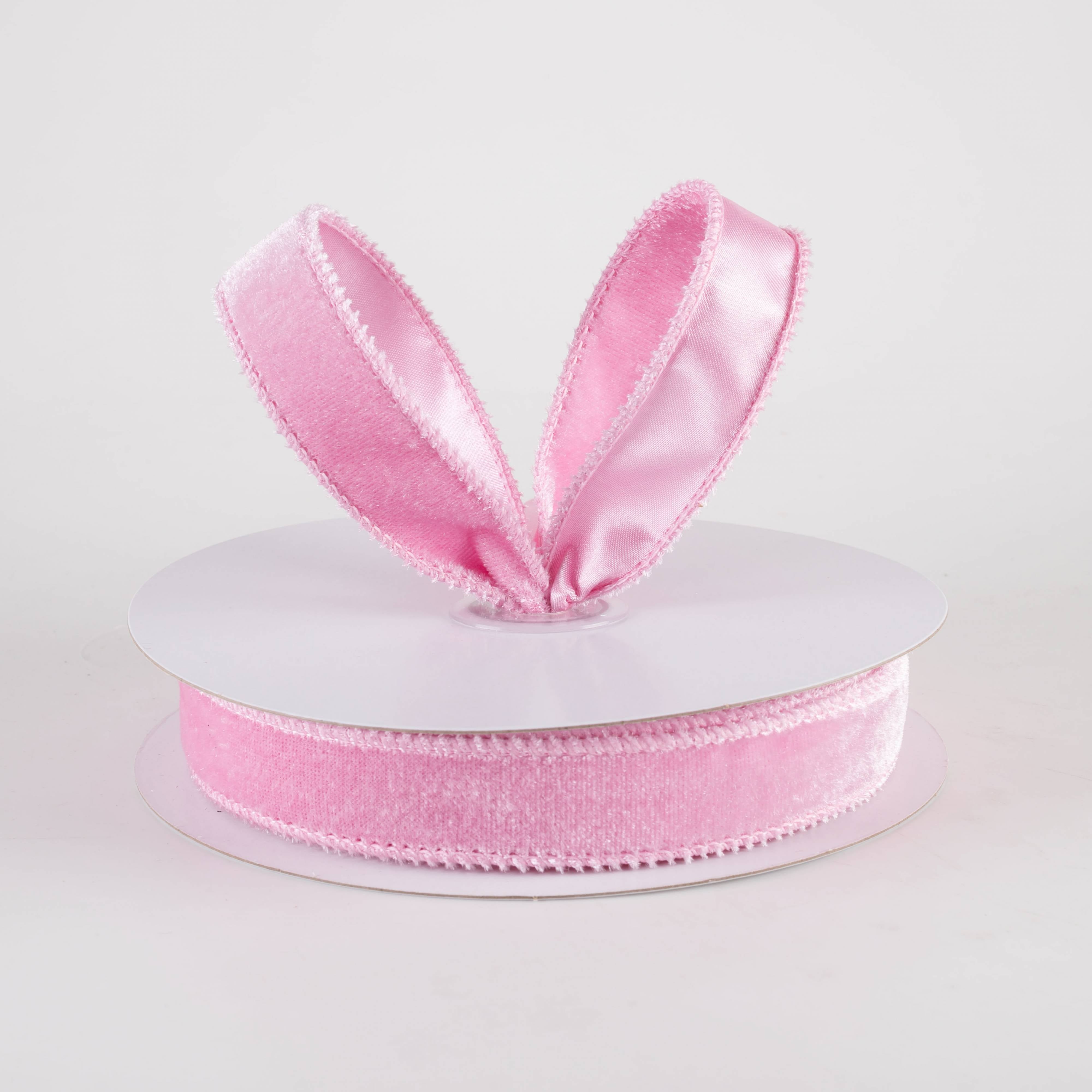 7/8" Deluxe Velvet Satin Backing Ribbon: Light Pink (10 Yards) Lifestyle Photo