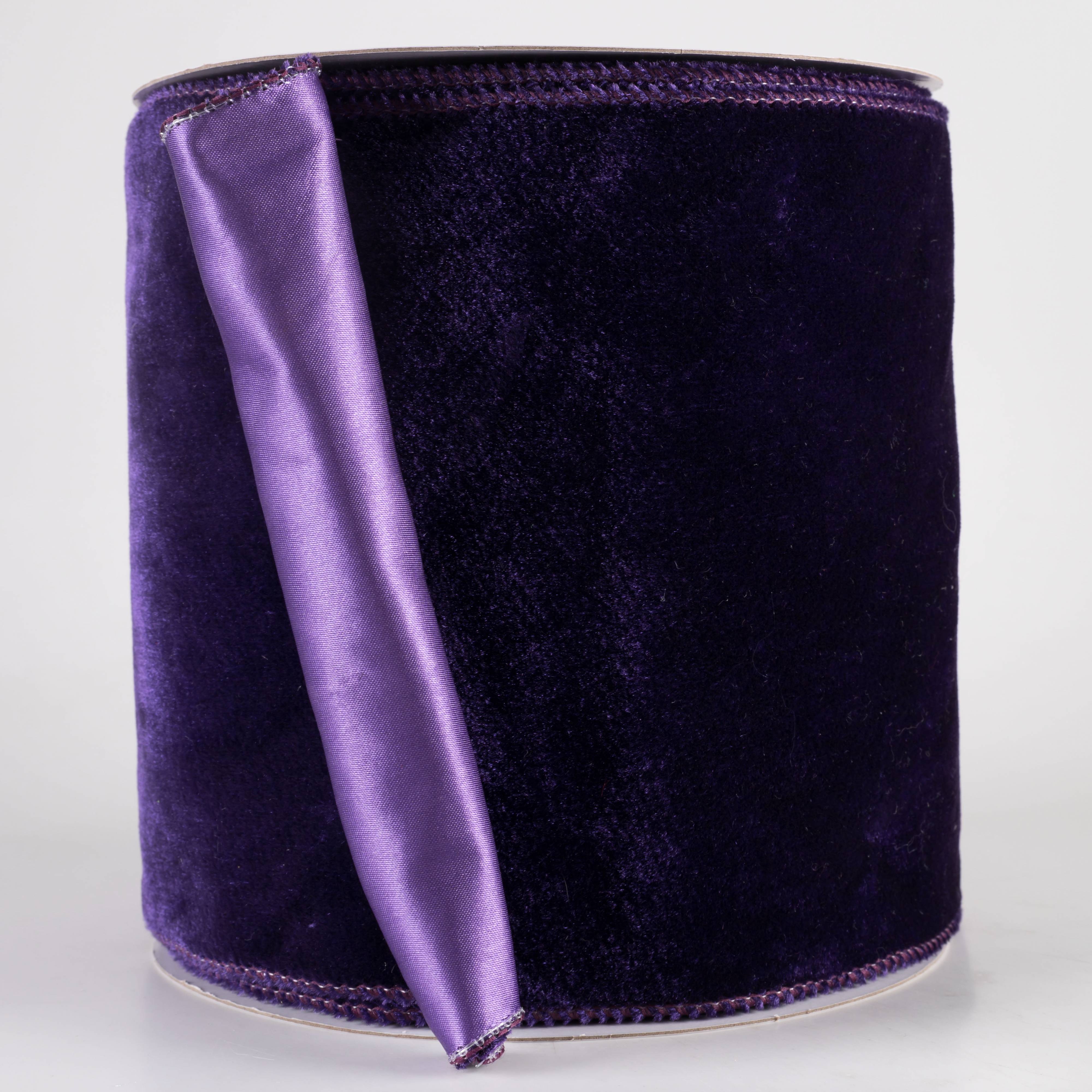 6" Deluxe Velvet Satin Backing Ribbon: Purple (10 Yards) Item Number: RGF148464
