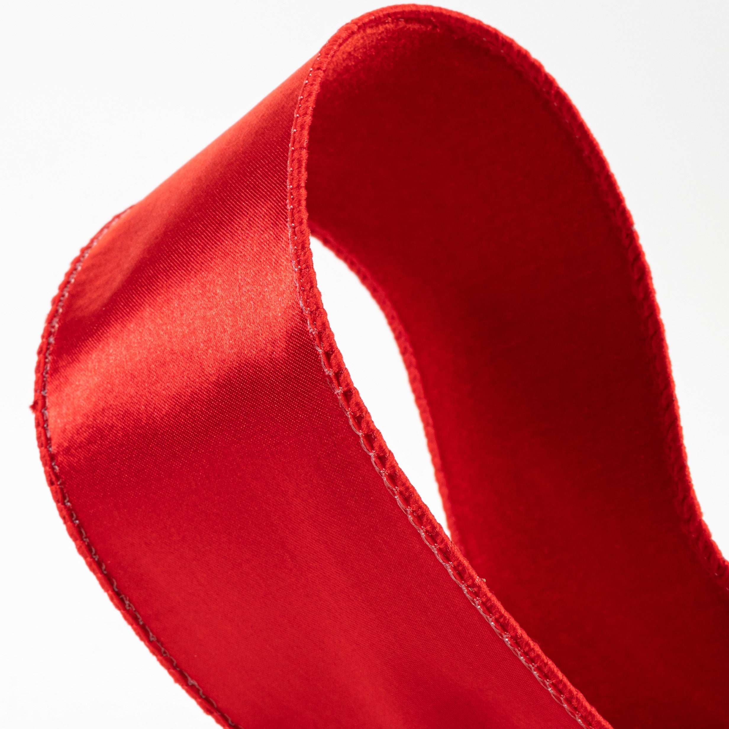 2.5" Deluxe Velvet Satin Backing Ribbon: Red (10 Yards) detail photo 3
