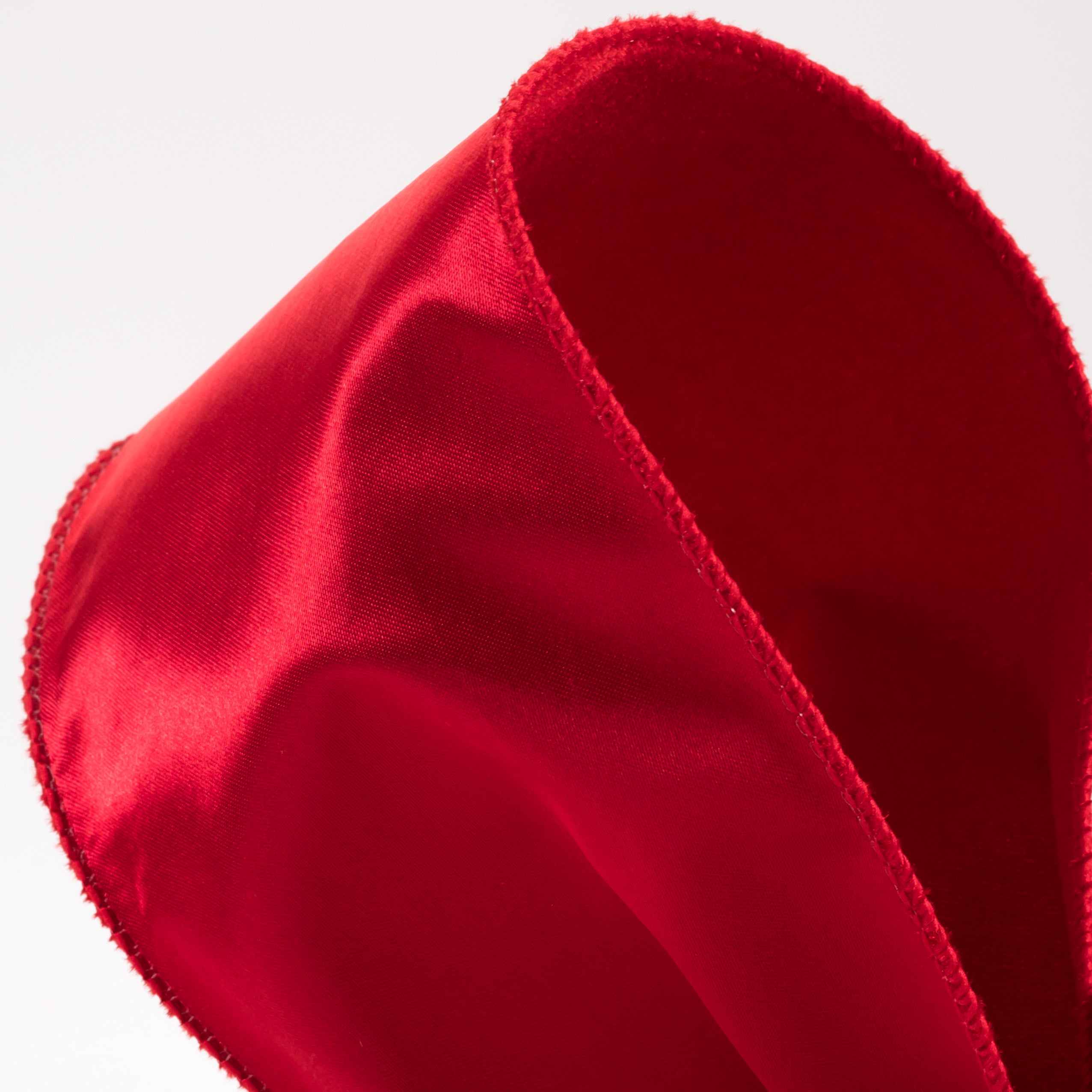 4" Deluxe Velvet Satin Backing Ribbon: Red (10 Yards) detail photo 3