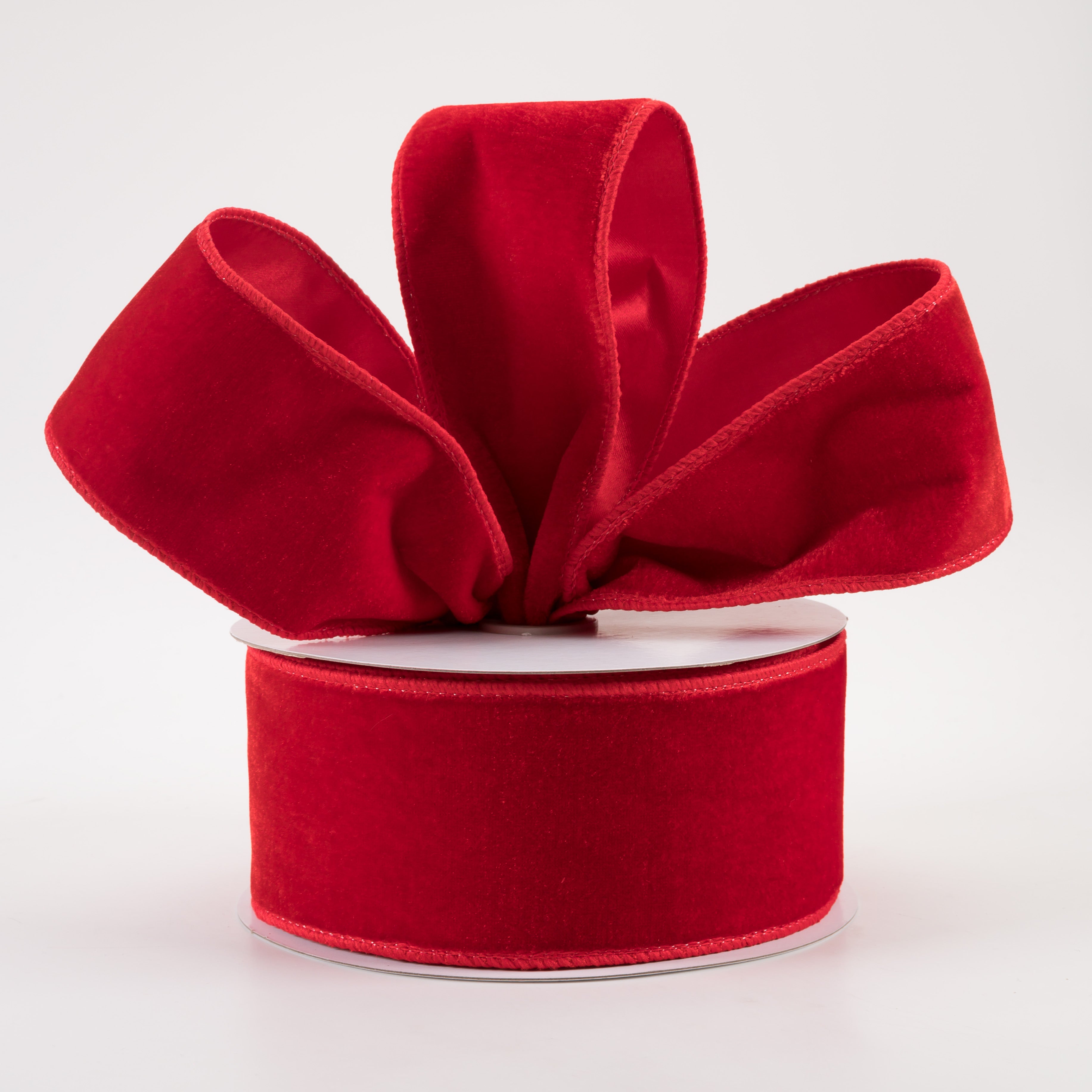 2.5" Deluxe Velvet Satin Backing Ribbon: Red (10 Yards) Lifestyle Photo