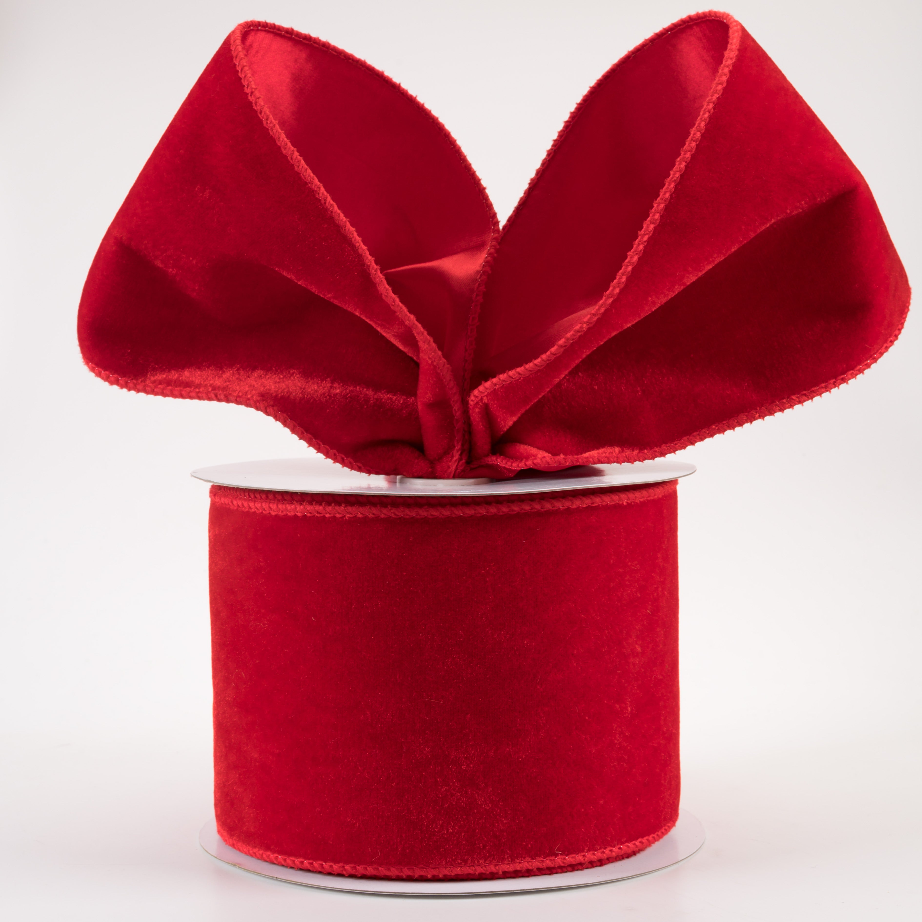 4" Deluxe Velvet Satin Backing Ribbon: Red (10 Yards) Lifestyle Photo