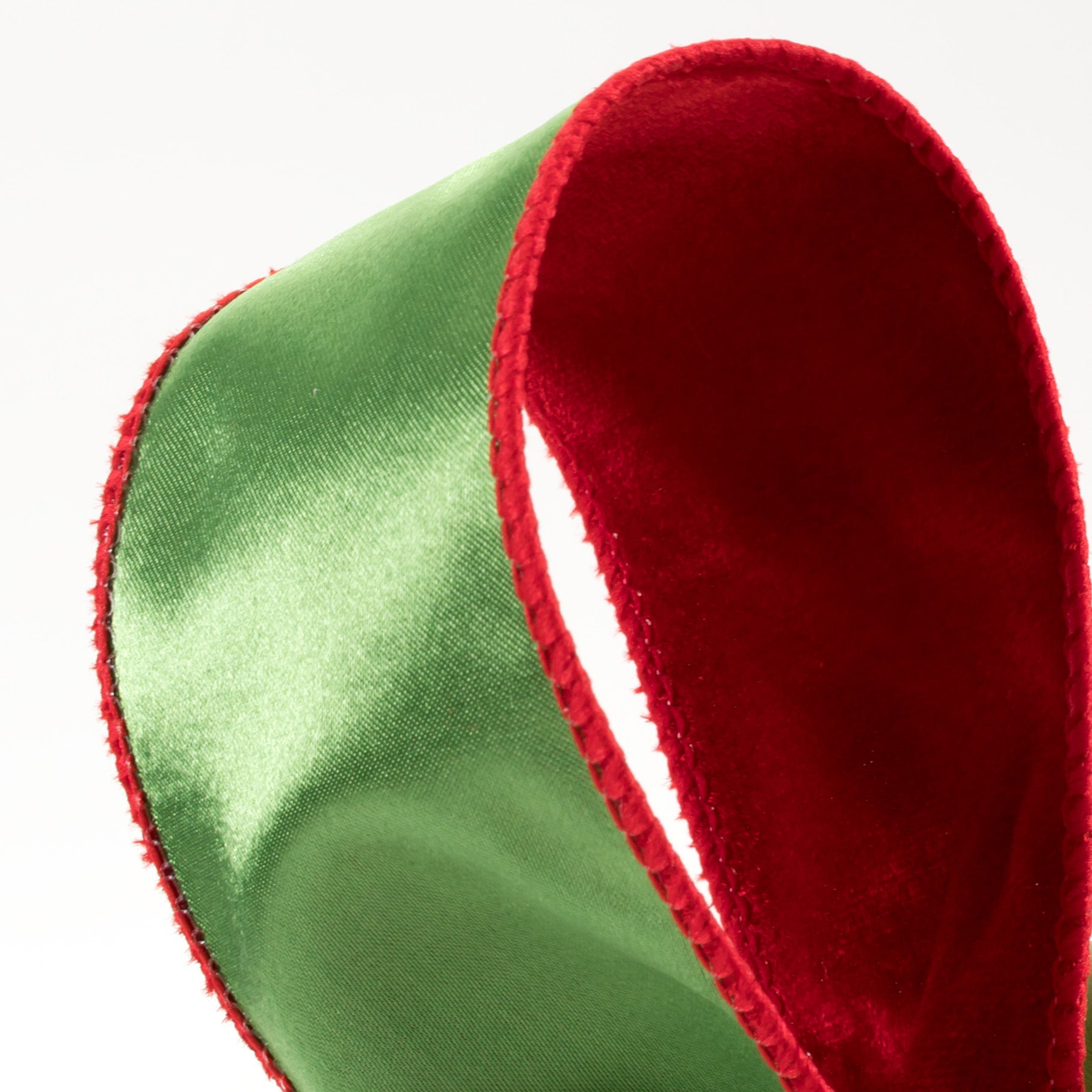 2.5" Deluxe Velvet Satin Backing Ribbon: Red & Green (10 Yards) detail photo 3