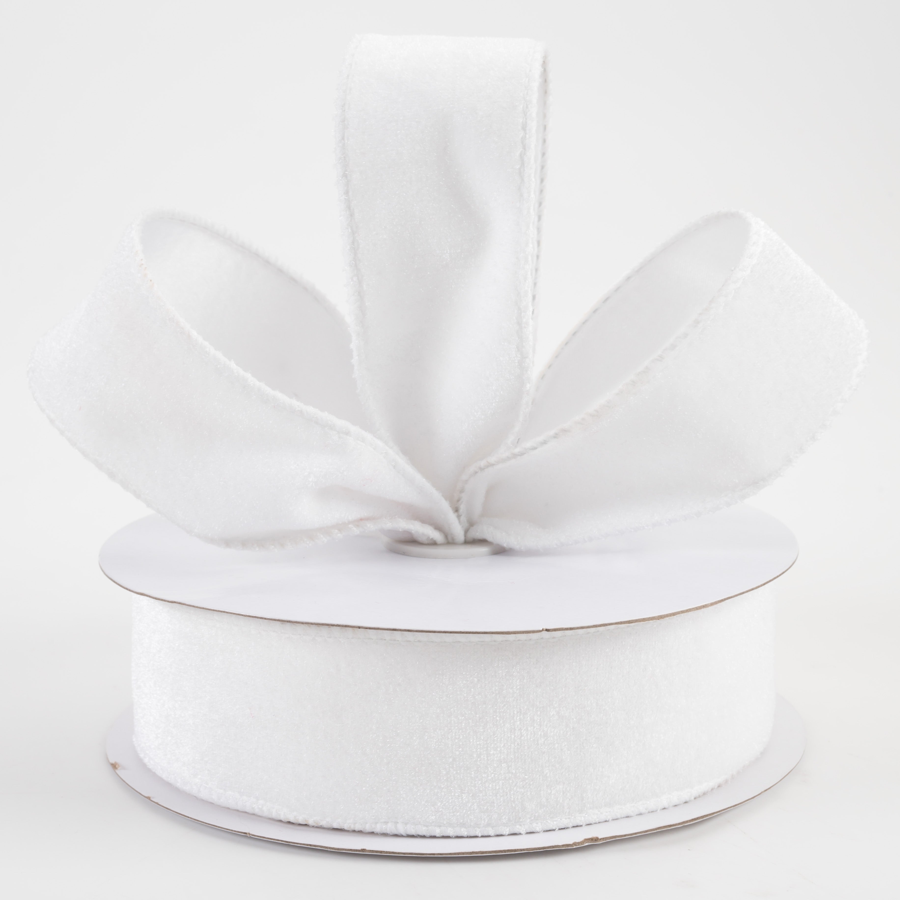 1.5" Deluxe Velvet Satin Backing Ribbon: White (10 Yards) Lifestyle Photo