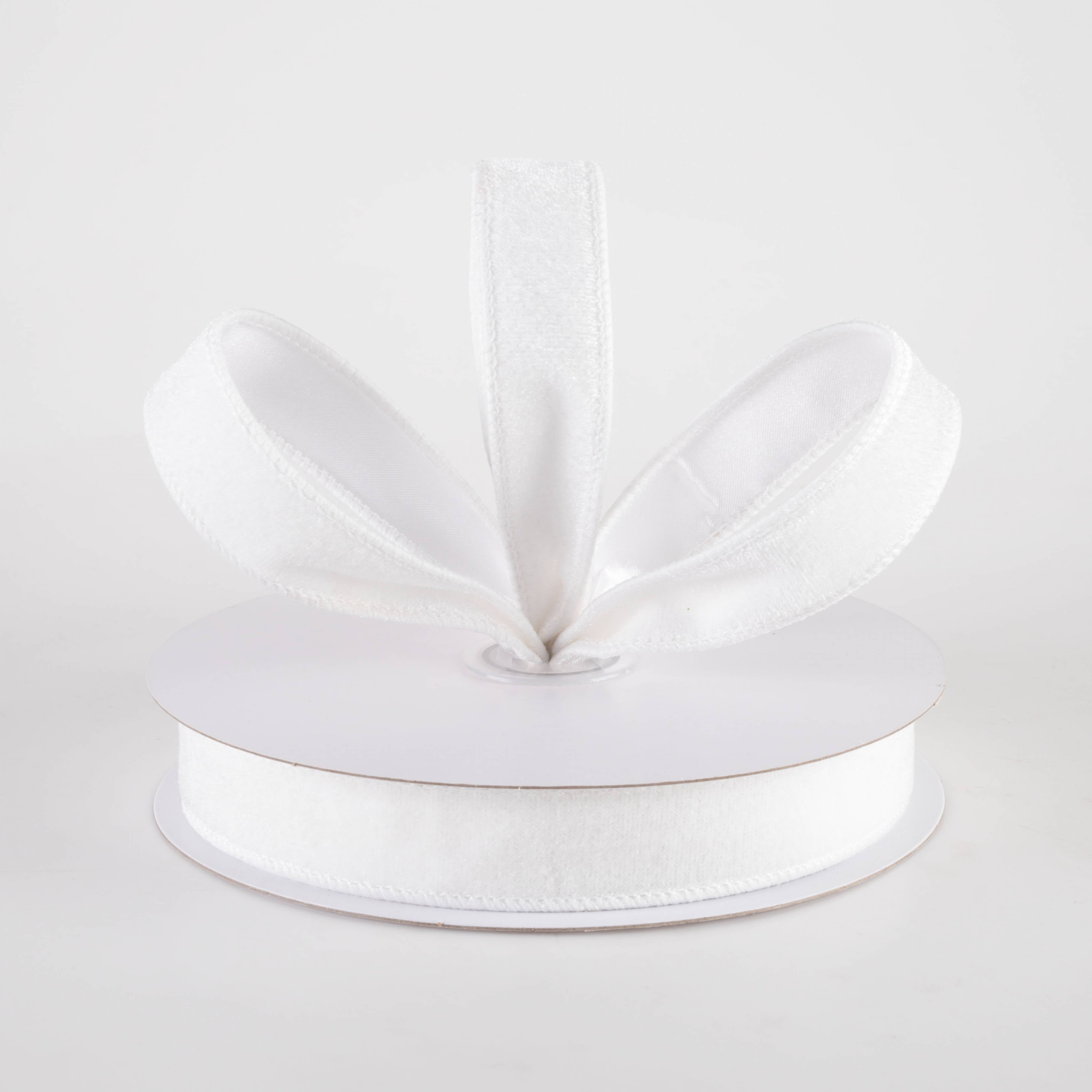 7/8" Deluxe Velvet Satin Backing Ribbon: White (10 Yards) Lifestyle Photo