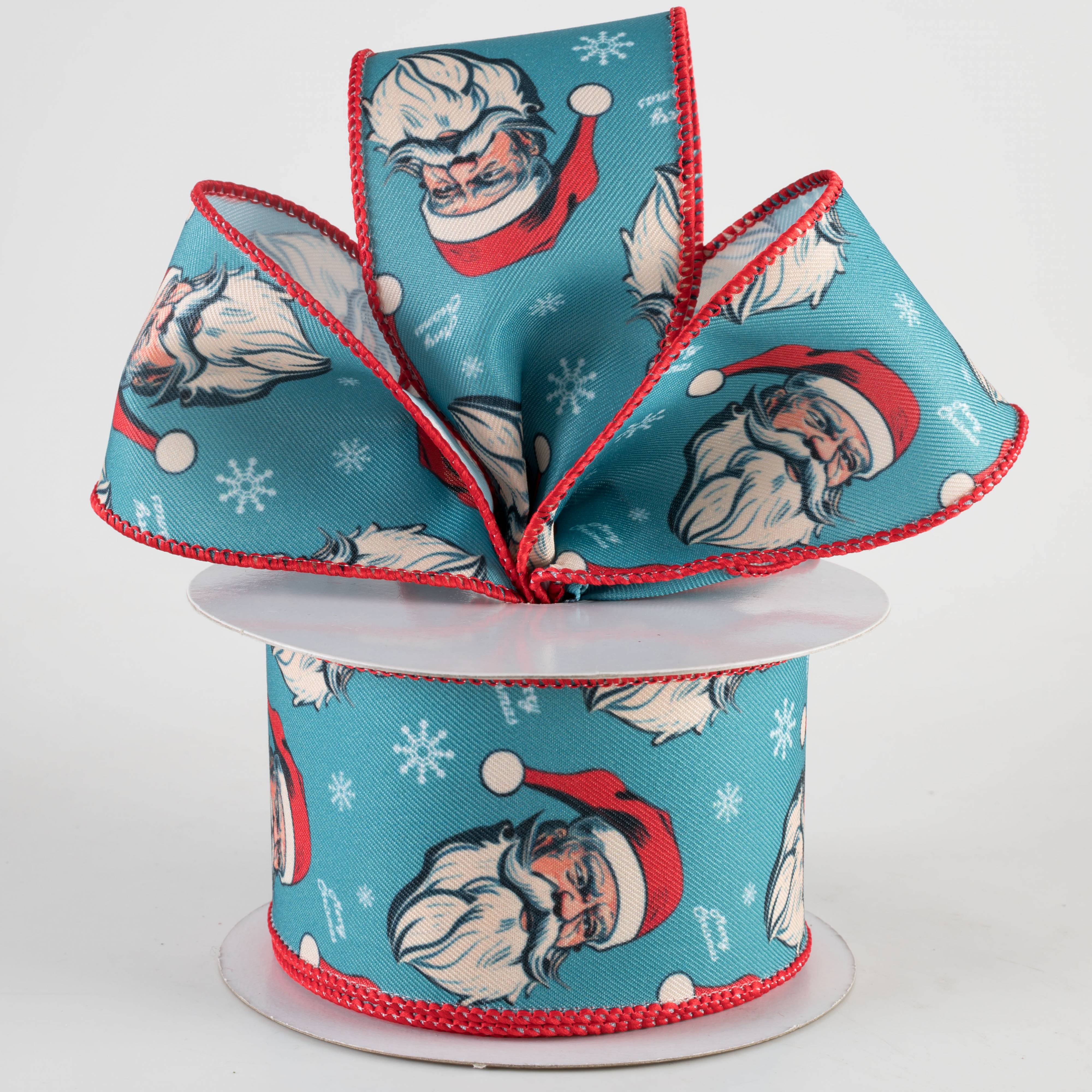 2.5" Deluxe Vintage Santa Ribbon: Blue (10 Yards) Lifestyle Photo