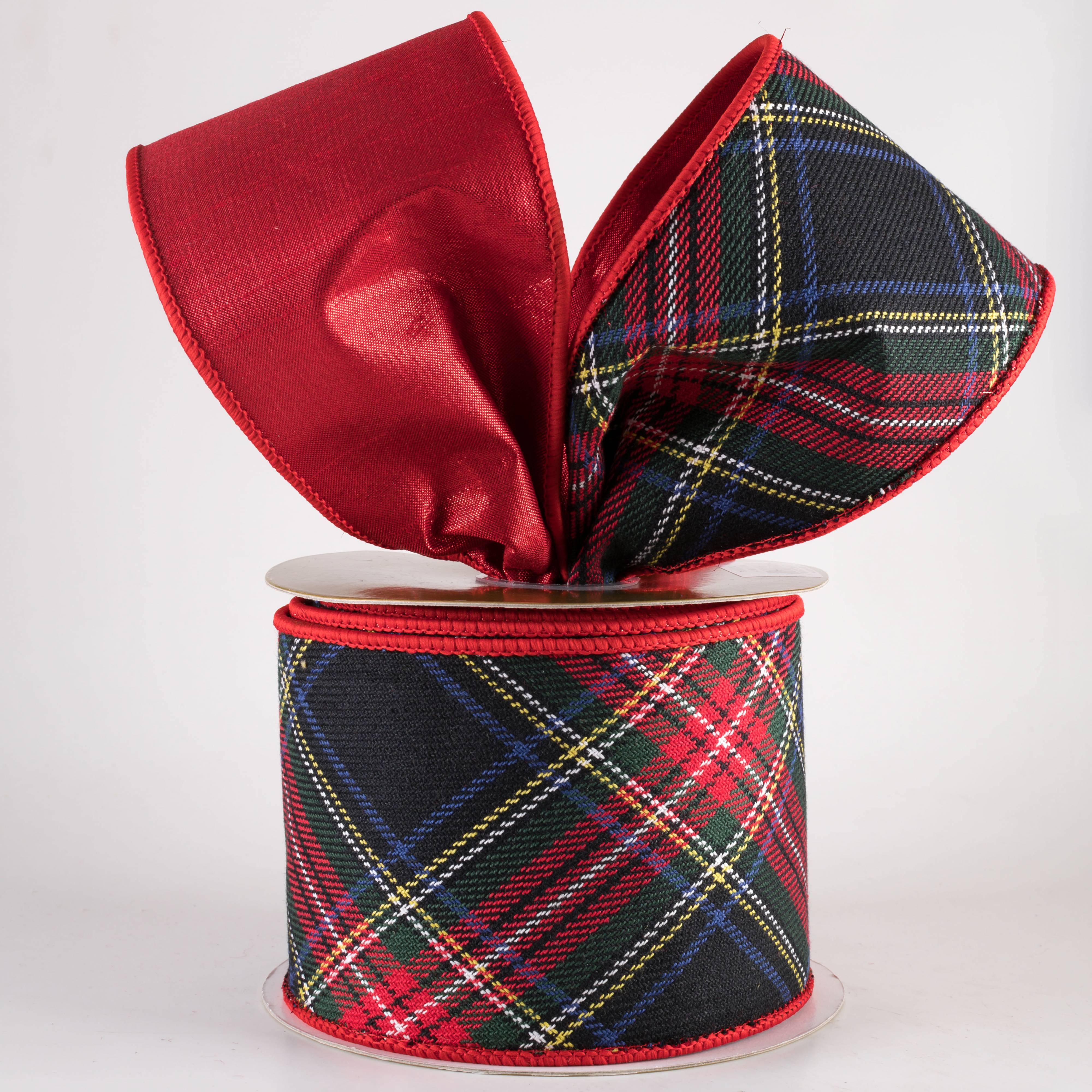 4" Designer Double Sided Plaid Ribbon: Red, Green & Navy (10 Yards) Lifestyle Photo