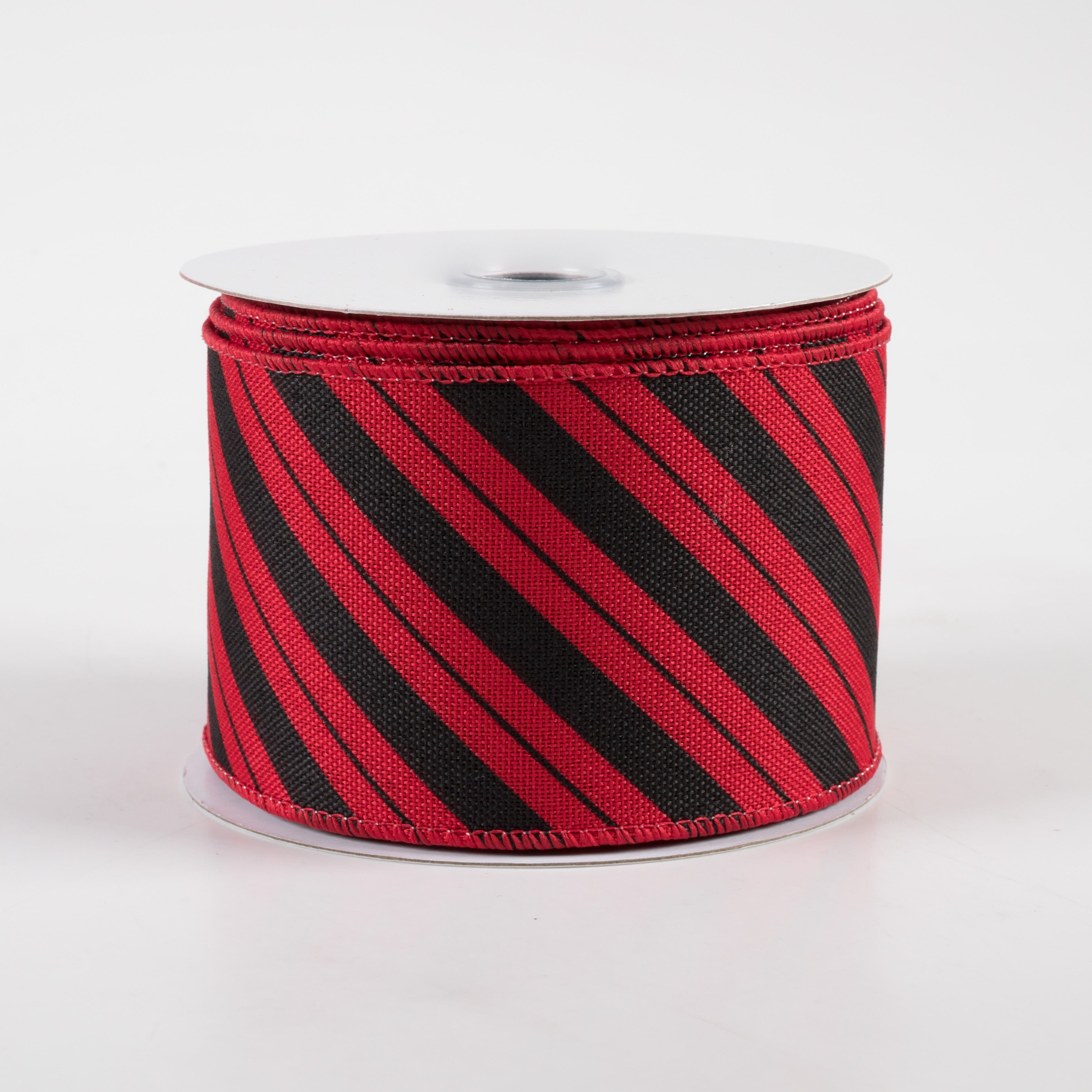 2.5" Diagonal Line Ribbon: Red & Black (10 Yards)