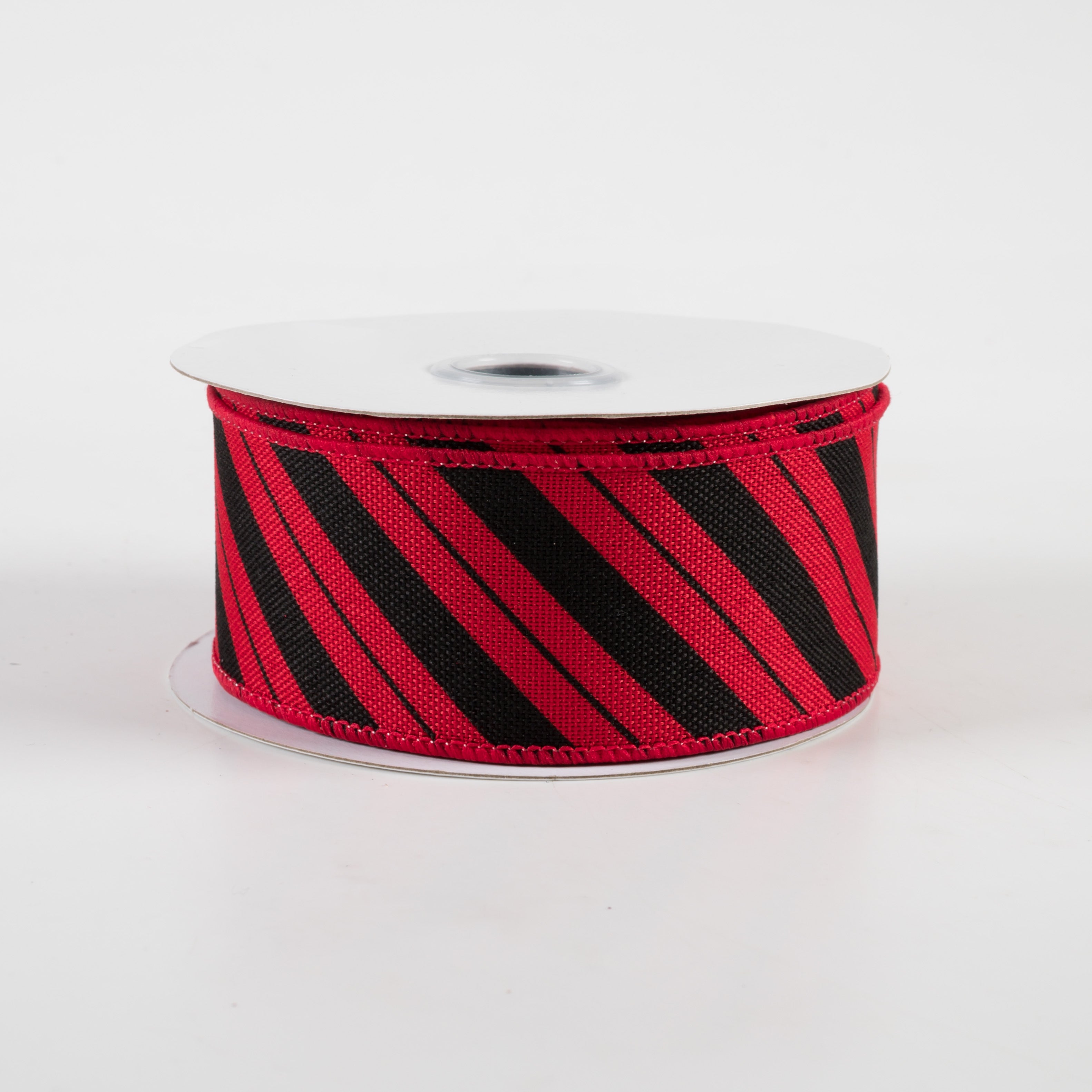 1.5" Diagonal Line Ribbon: Red & Black (10 Yards)