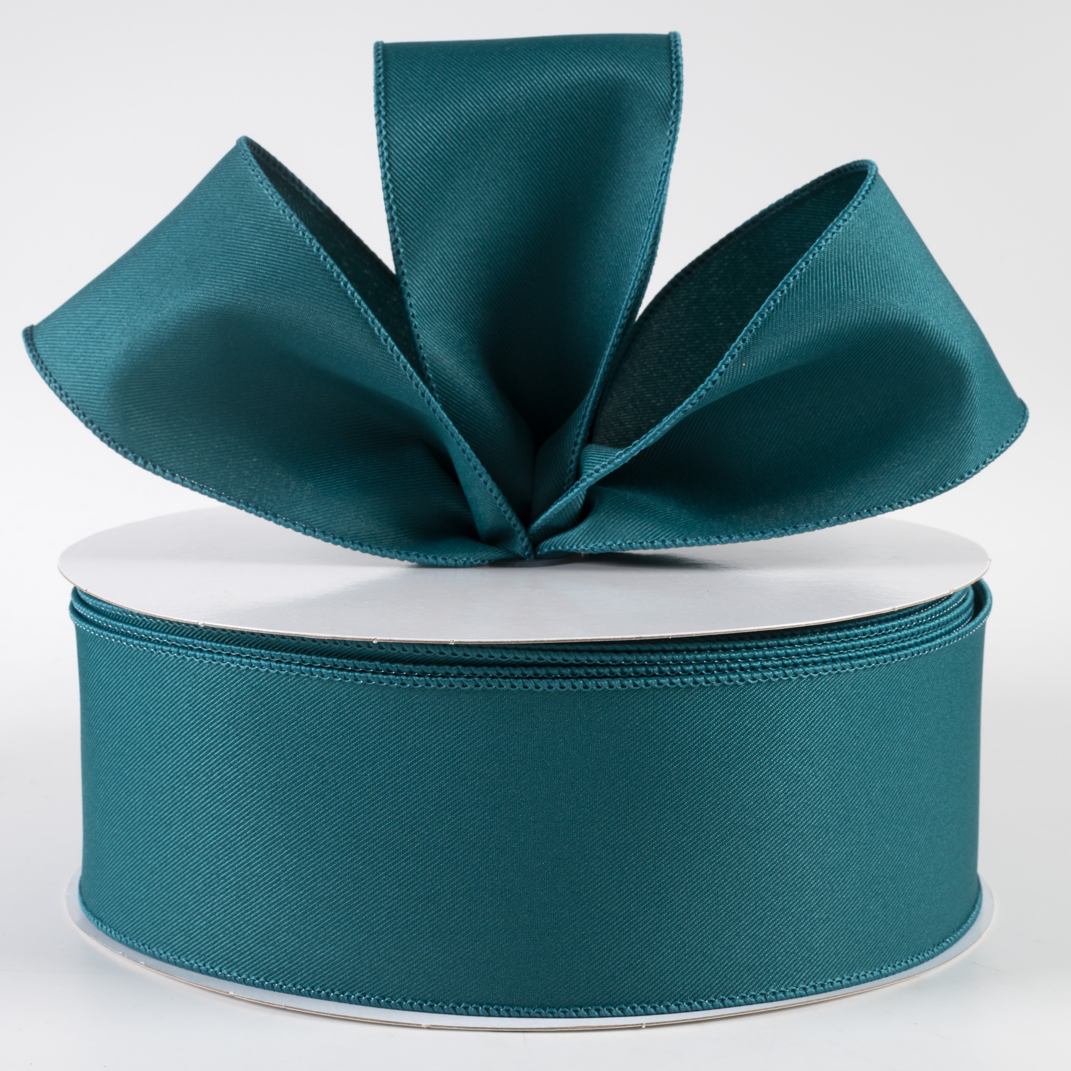 2.5" Diagonal Weave Fabric Ribbon: Dark Teal (50 Yards) Lifestyle Photo