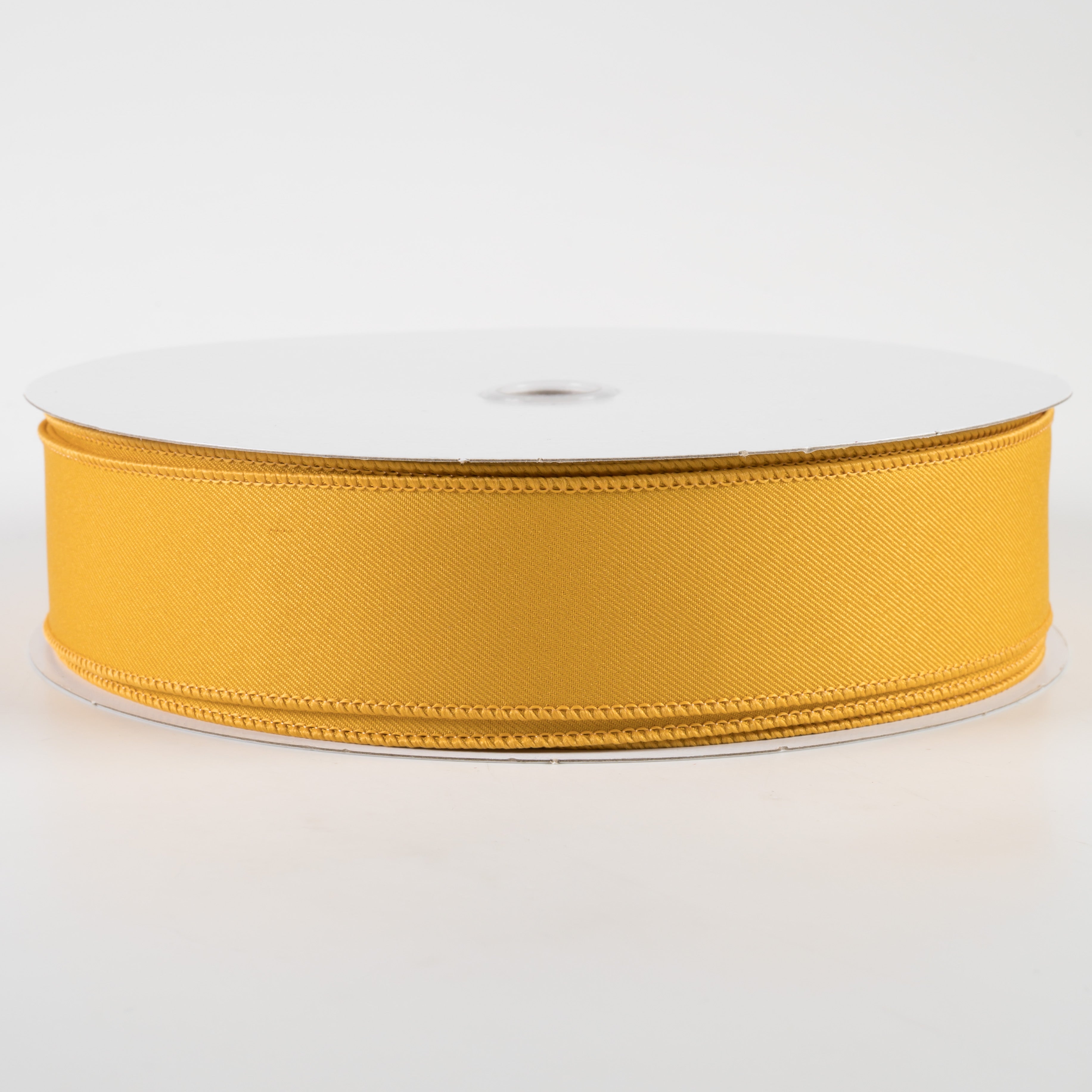 1.5" Diagonal Weave Fabric Ribbon: Dark Yellow (50 Yards)