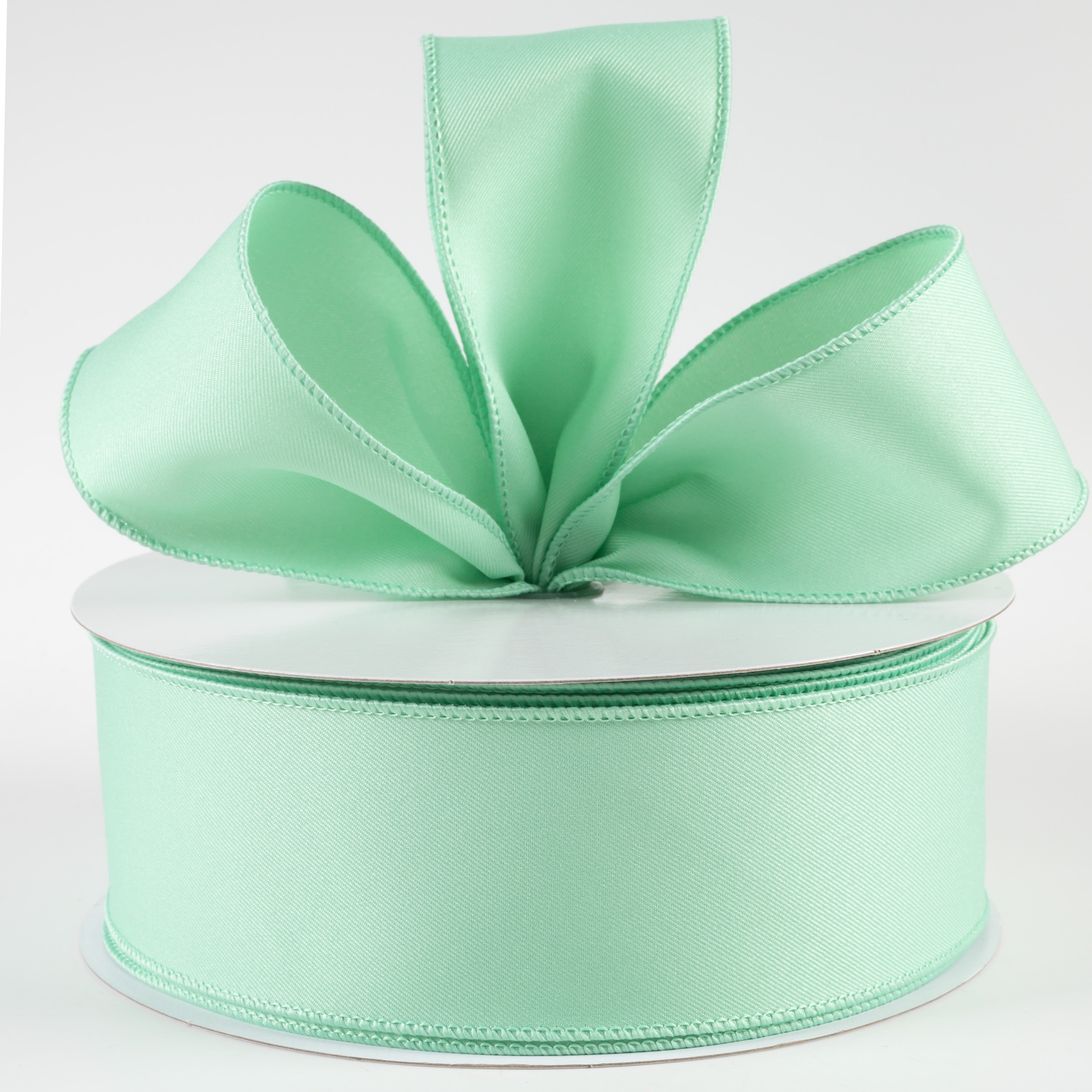 2.5" Diagonal Weave Fabric Ribbon: Mint (50 Yards) Lifestyle Photo