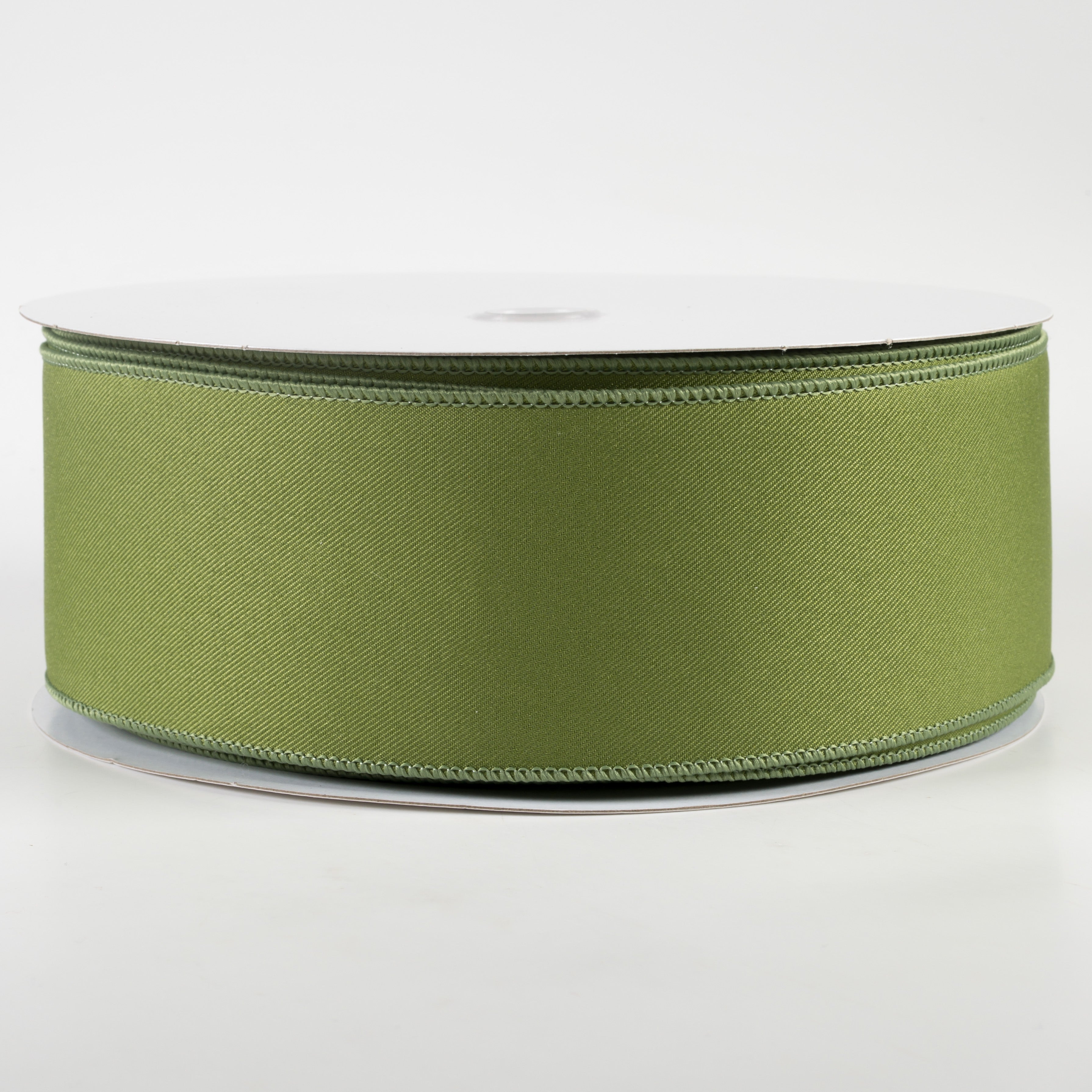 2.5" Diagonal Weave Fabric Ribbon: Moss Green (50 Yards)