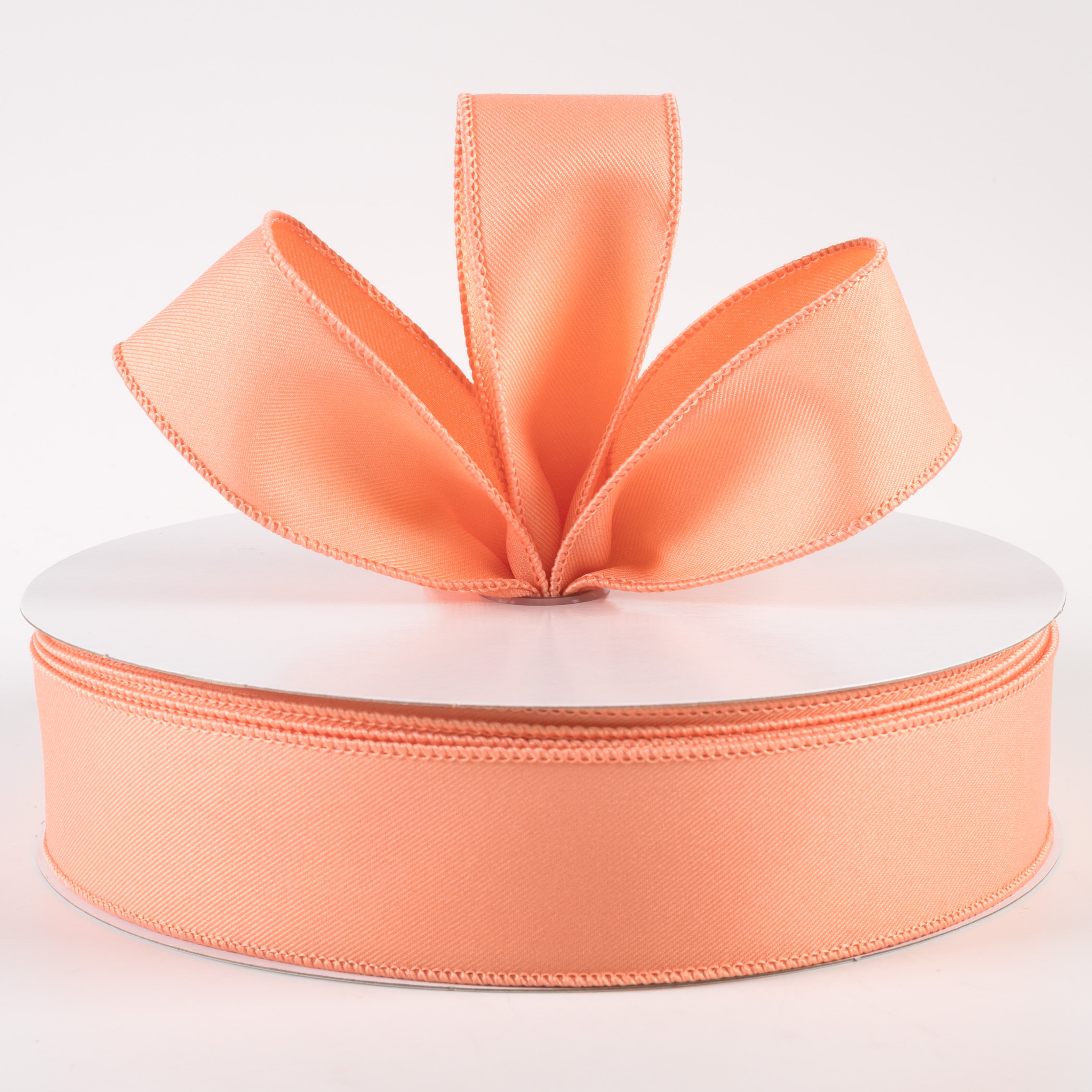 1.5" Diagonal Weave Fabric Ribbon: Peach (50 Yards) Lifestyle Photo