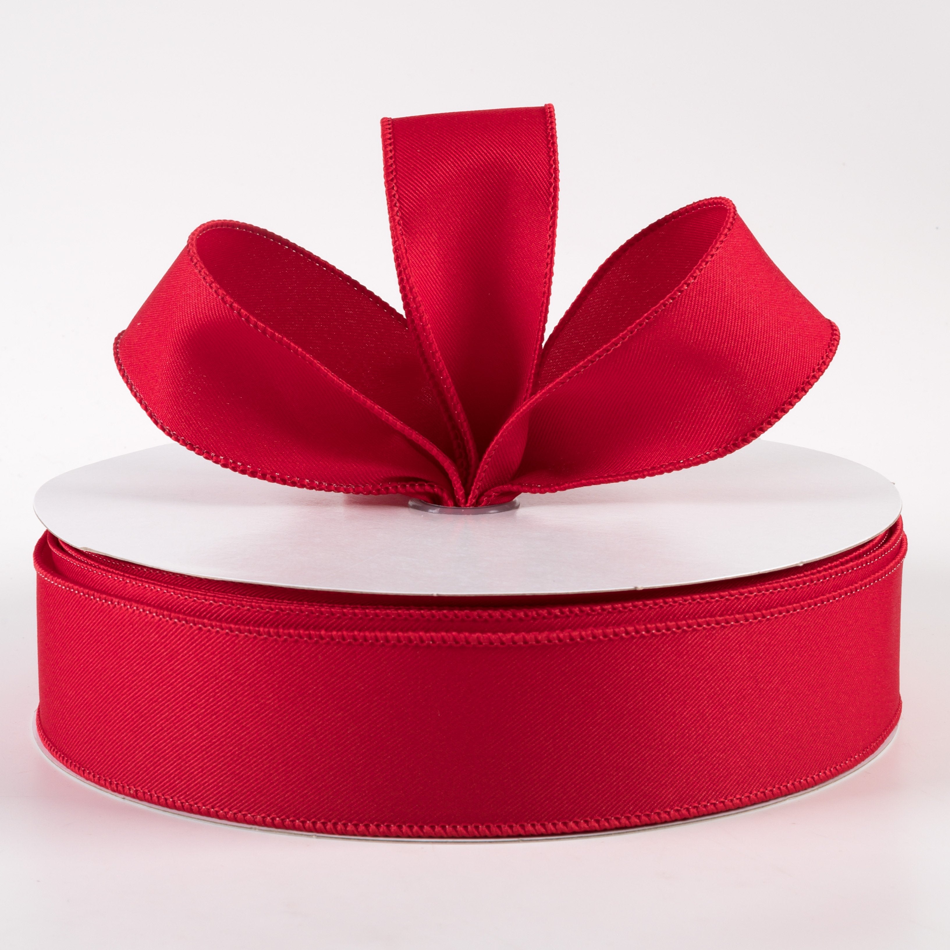 1.5" Diagonal Weave Fabric Ribbon: Red (50 Yards) Lifestyle Photo