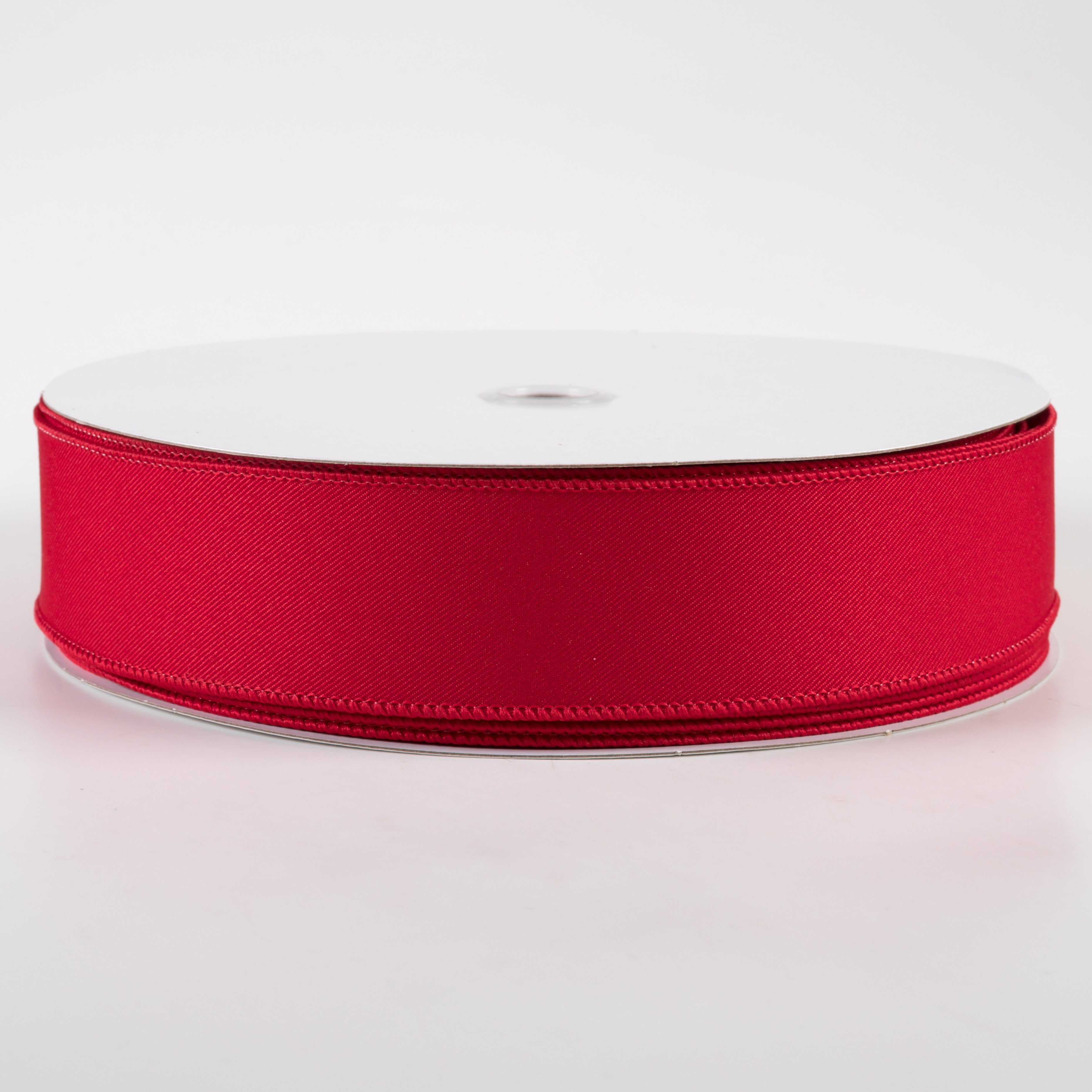 1.5" Diagonal Weave Fabric Ribbon: Red (50 Yards)