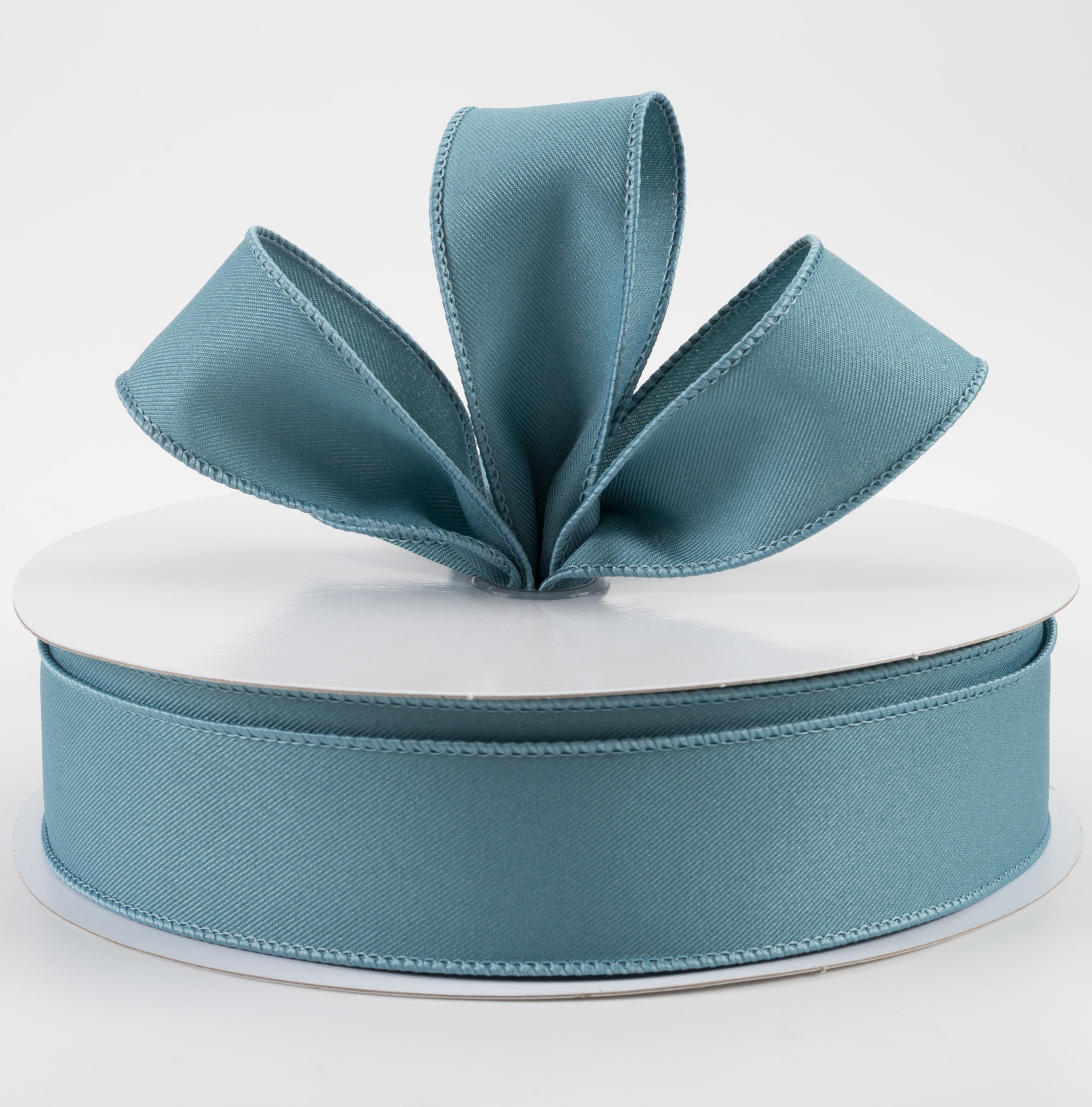 1.5" Diagonal Weave Fabric Ribbon: Smoke Blue (50 Yards) Lifestyle Photo