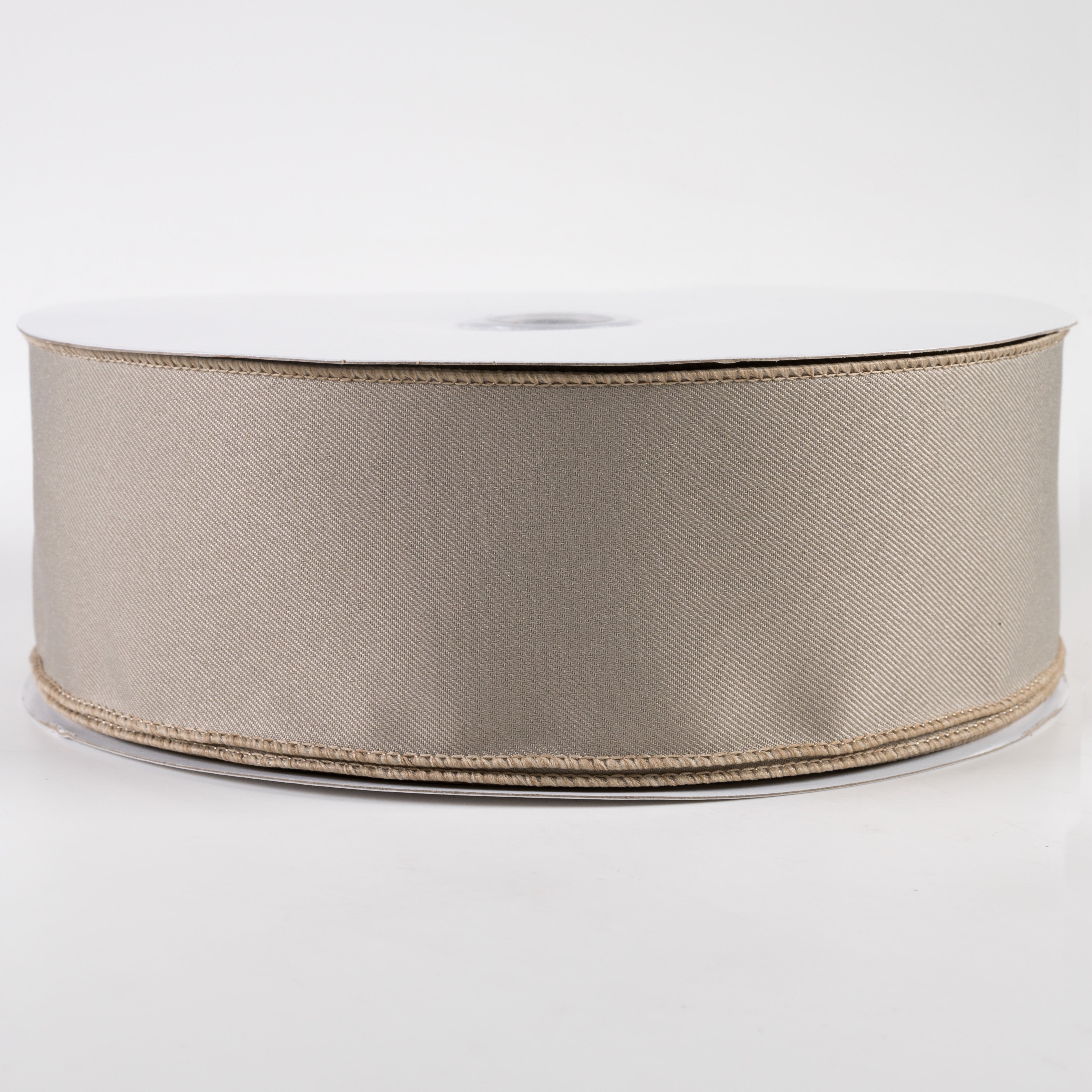 2.5" Diagonal Weave Fabric Ribbon: Taupe (50 Yards)