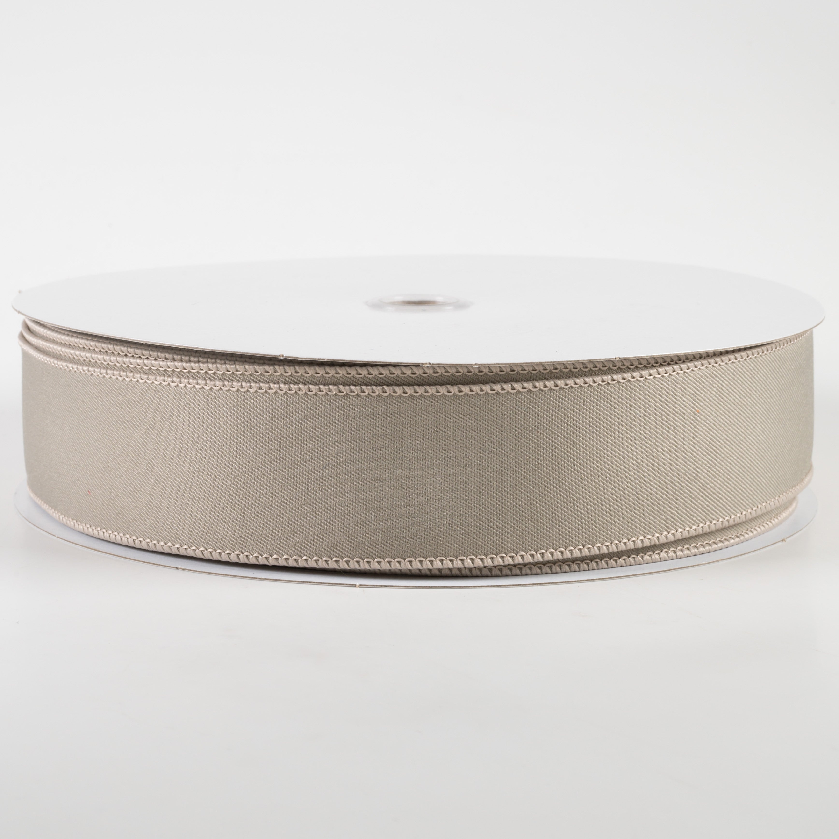 1.5" Diagonal Weave Fabric Ribbon: Taupe (50 Yards)