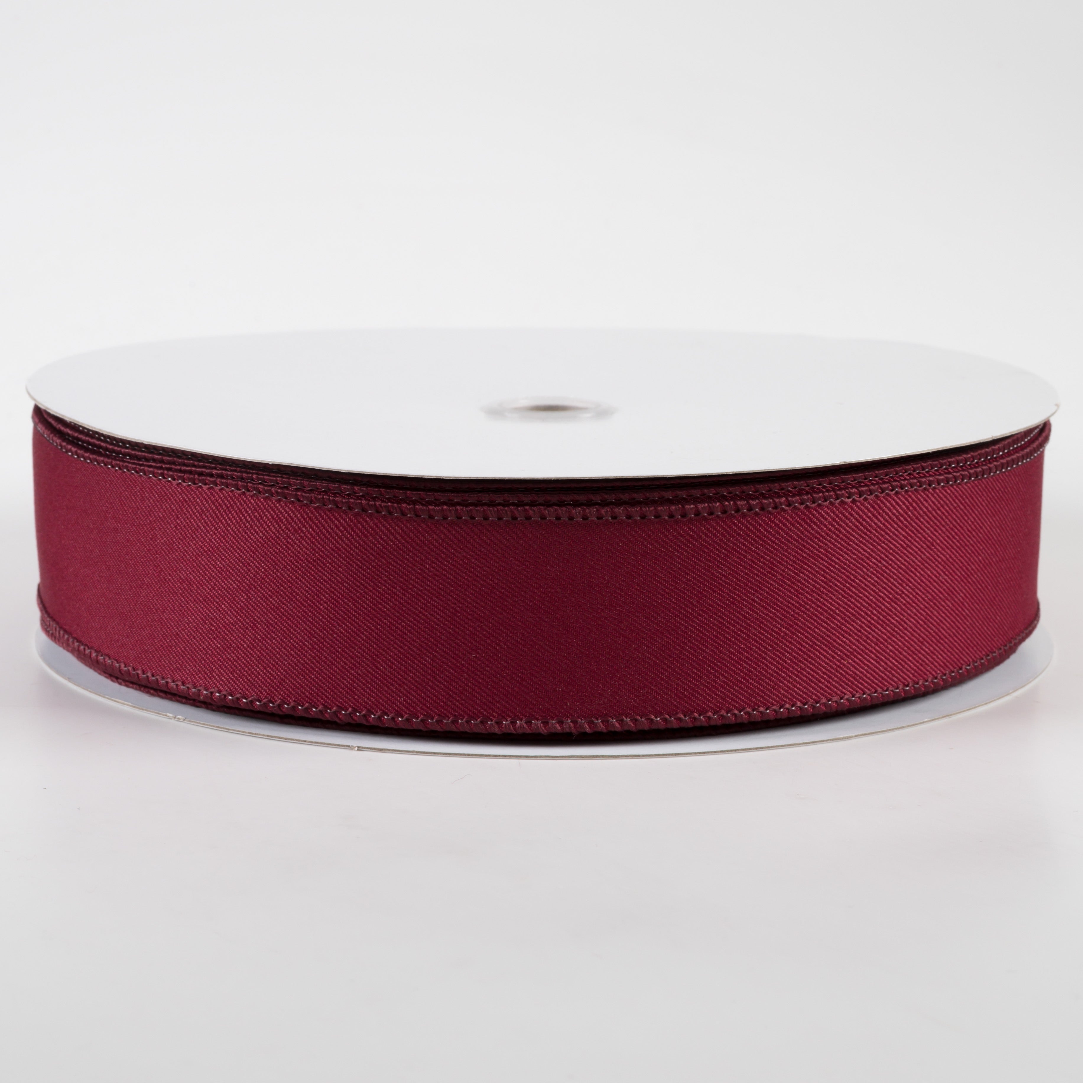 1.5" Diagonal Weave Fabric Ribbon: Wine (50 Yards)