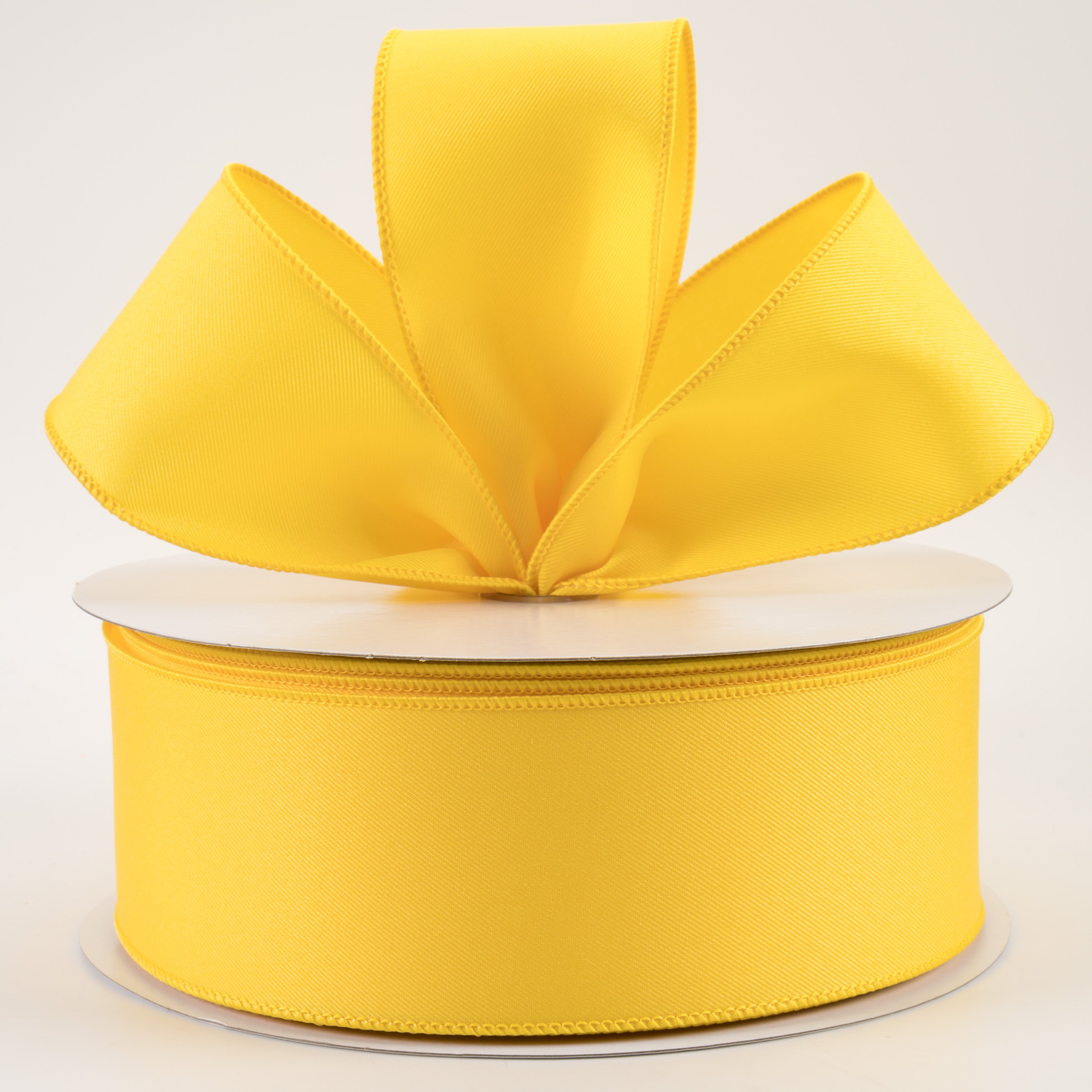 2.5" Diagonal Weave Fabric Ribbon: Yellow (50 Yards) Lifestyle Photo