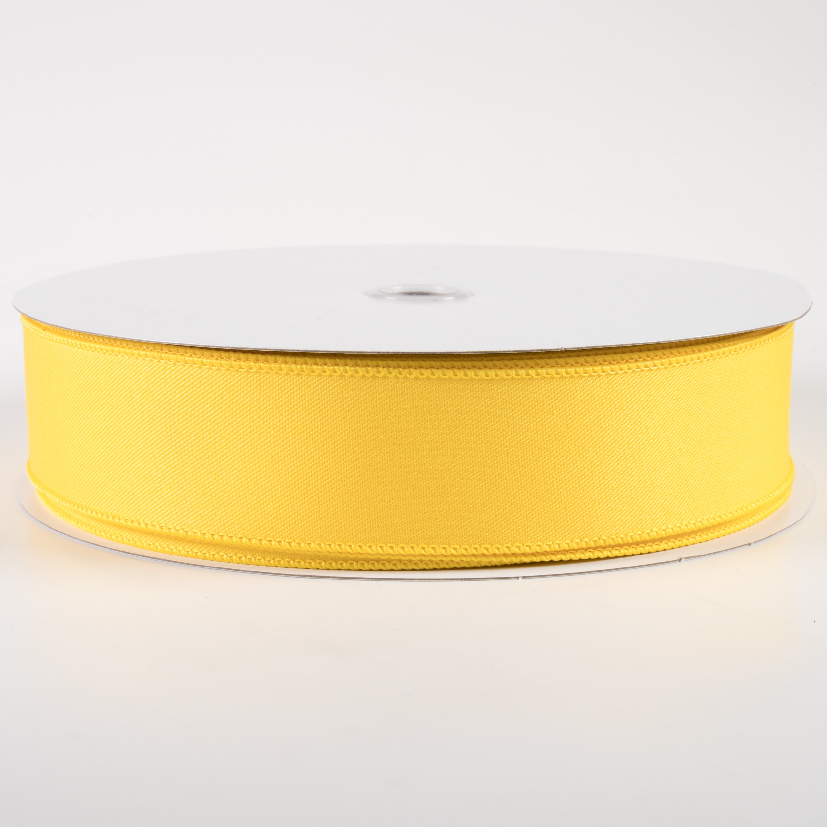 1.5" Diagonal Weave Fabric Ribbon: Yellow (50 Yards)
