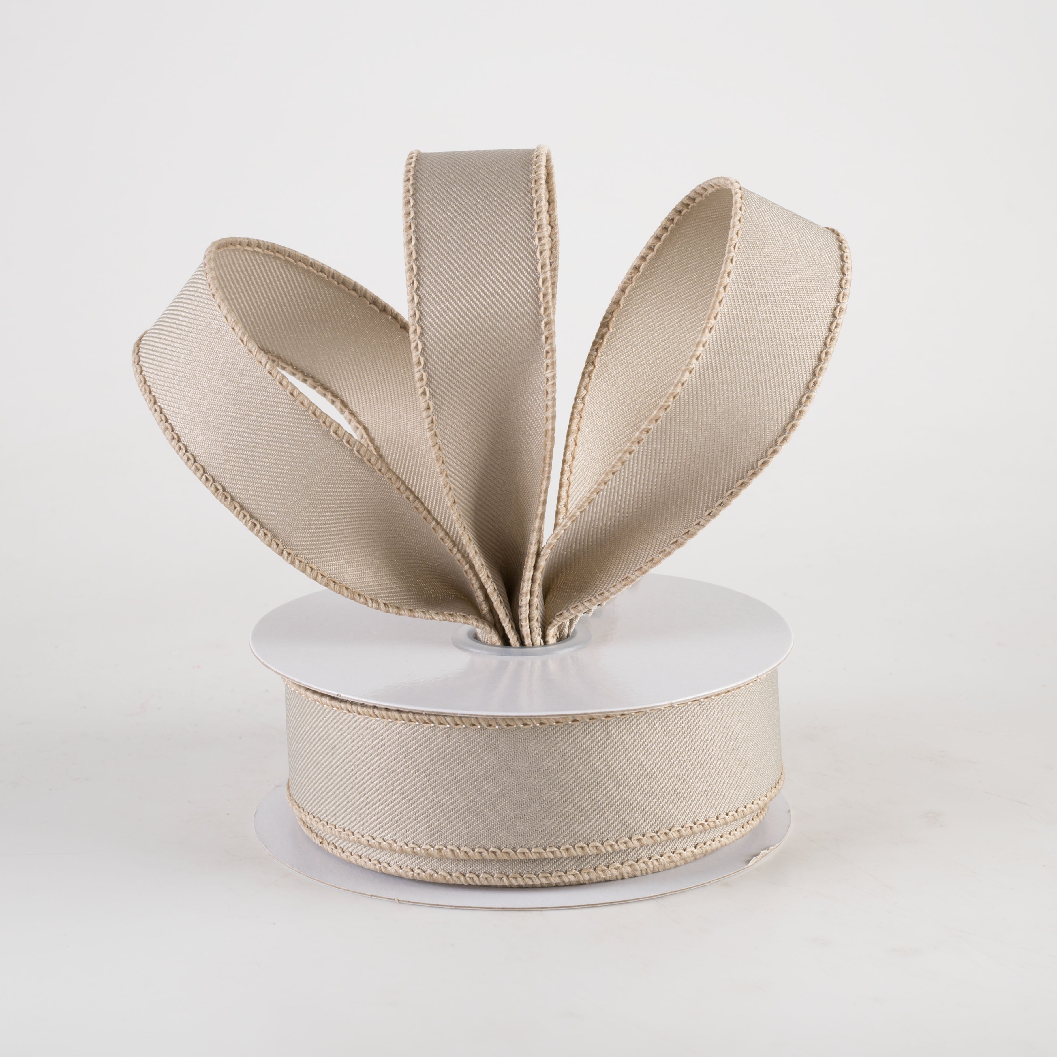 7/8" Diagonal Weave Ribbon: Taupe Brown (10 Yards) Lifestyle Photo