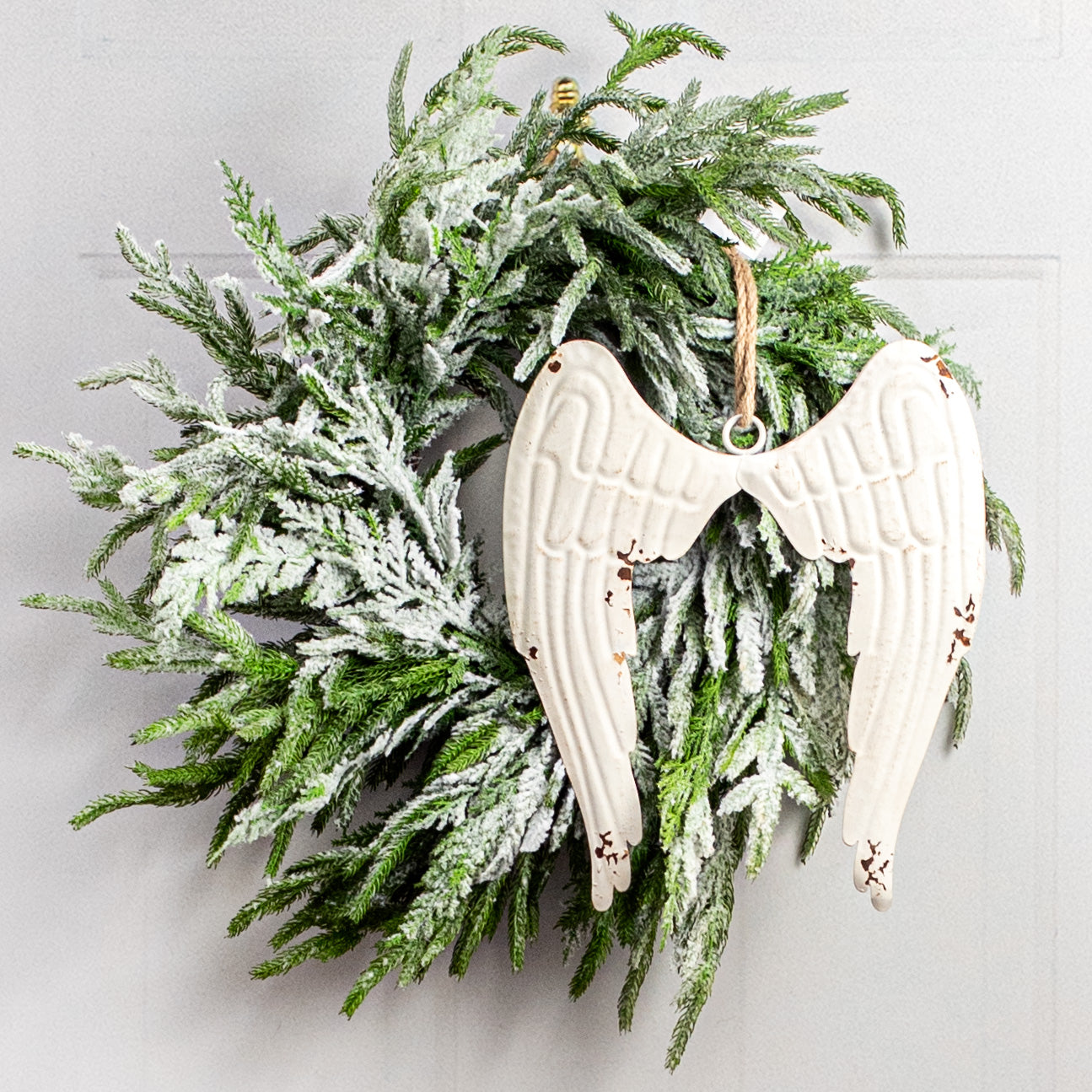 13" Distressed Metal Angel Wings Ornament Lifestyle Photo