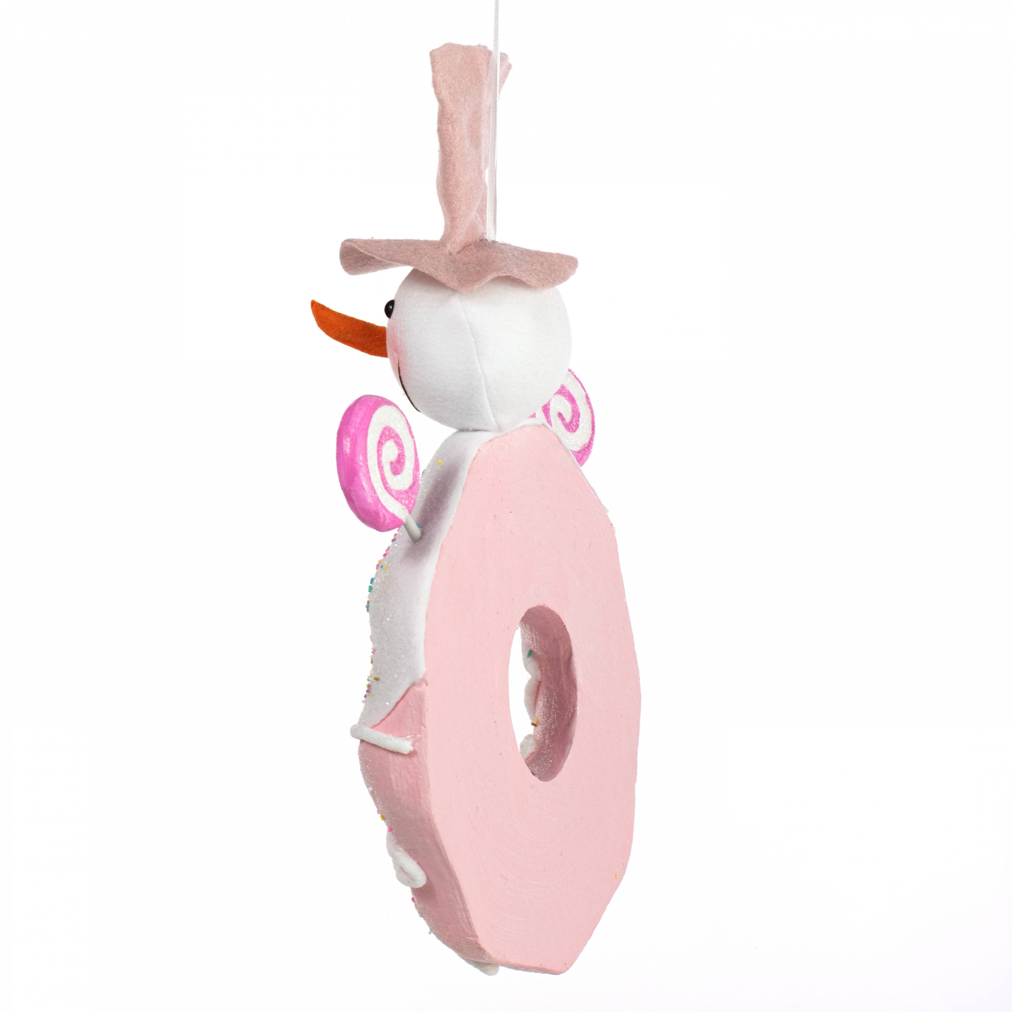 18" Donut Snowman Ornament: Pink detail photo 3