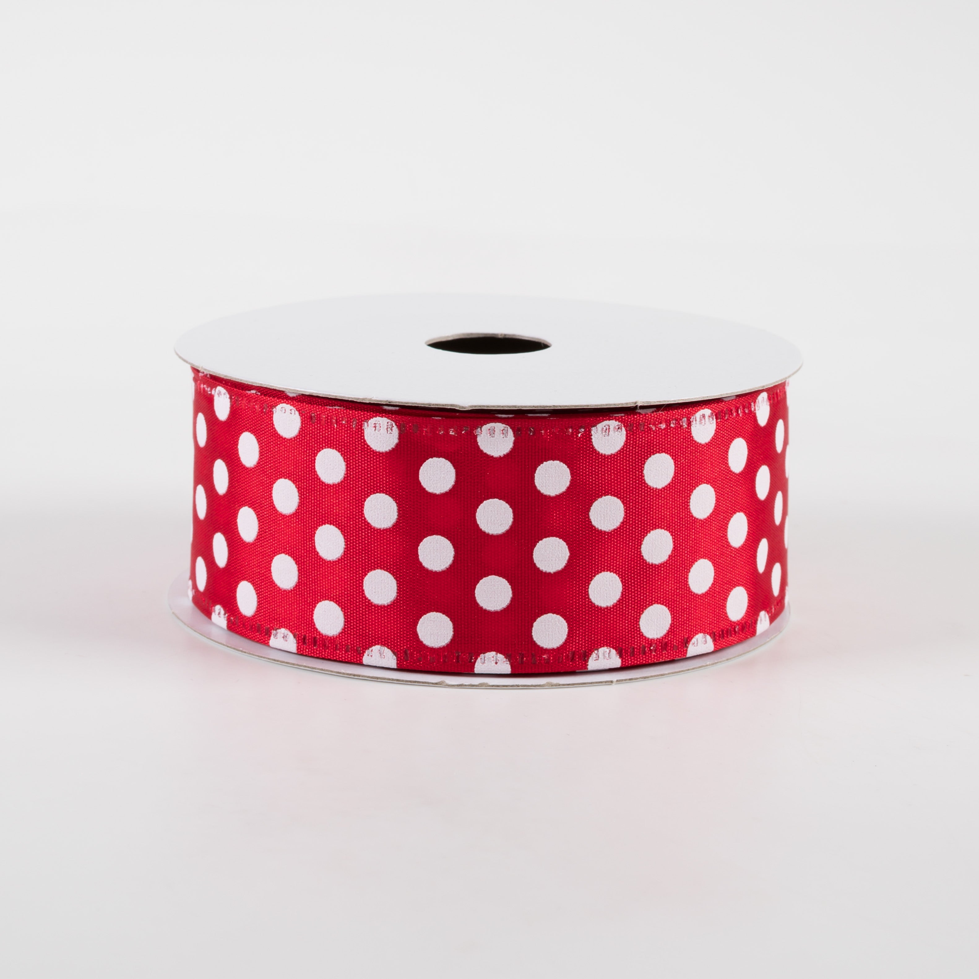 1.5" Dots Satin Ribbon: Red & White (10 Yards)
