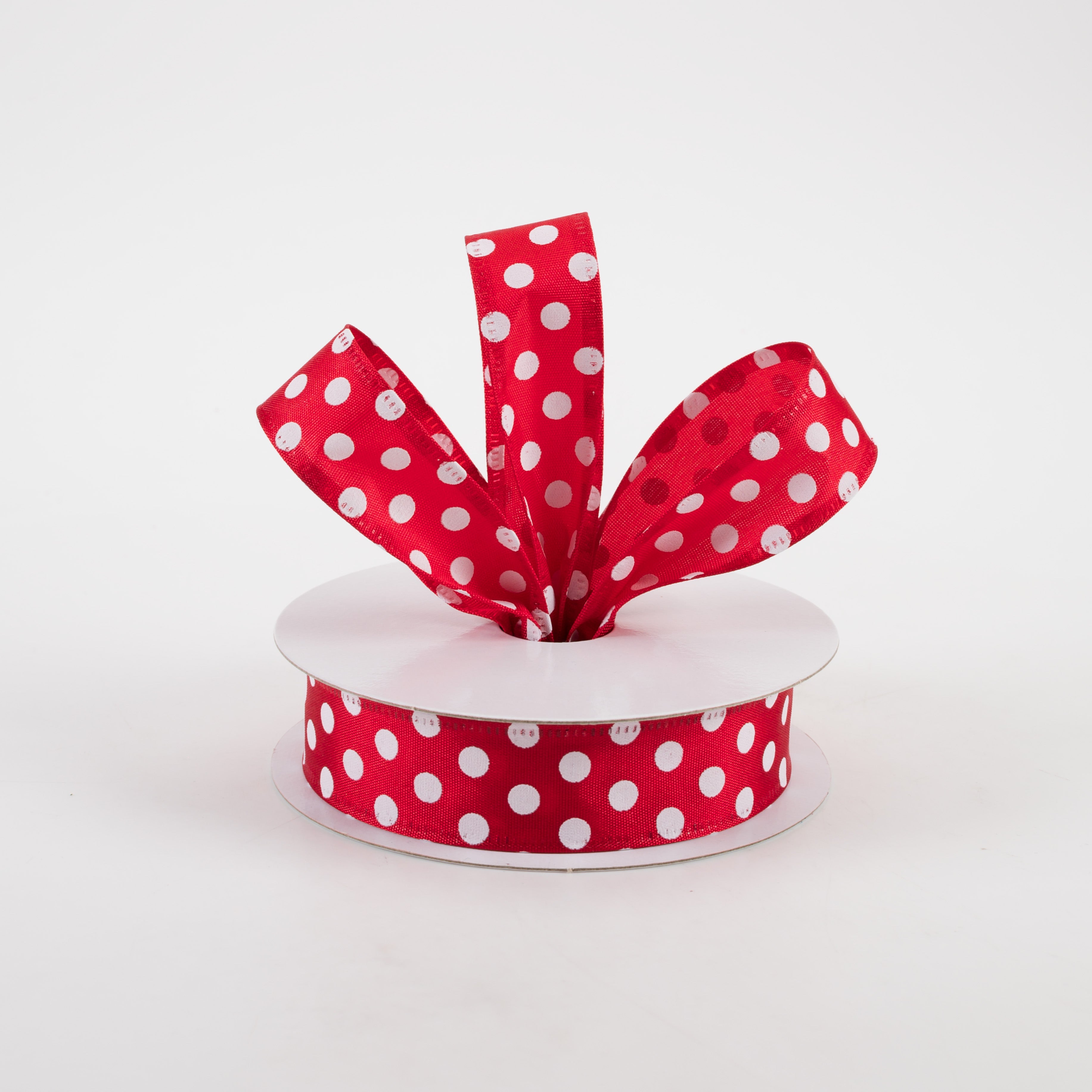 7/8" Dots Satin Ribbon: Red & White (10 Yards) Lifestyle Photo