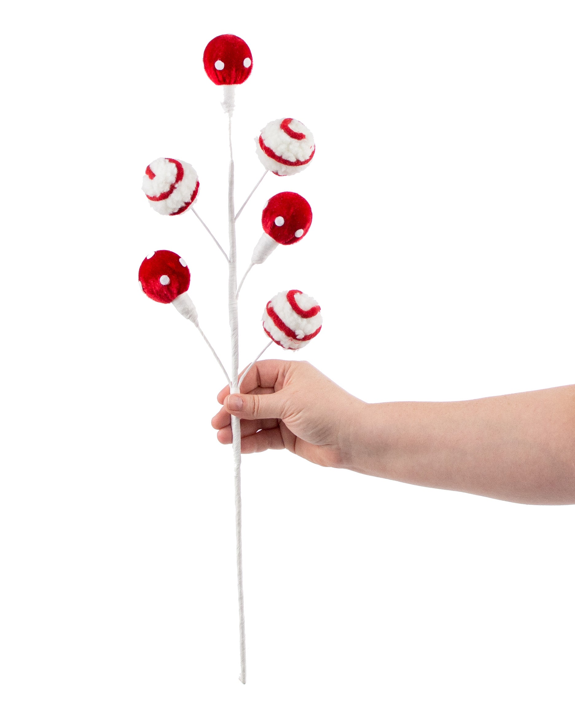 22" Dots & Stripe Ball Ornaments Spray: Red & White detail photo 3