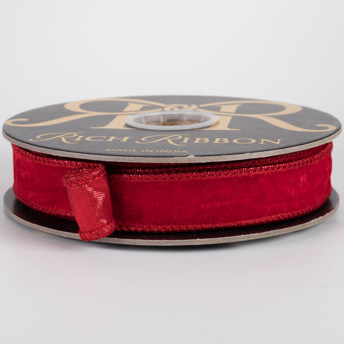 1" Double Fused Sheldon Velvet & Metallic Dupioni Ribbon: Christmas Red (10 Yards) Item Number: RR0107