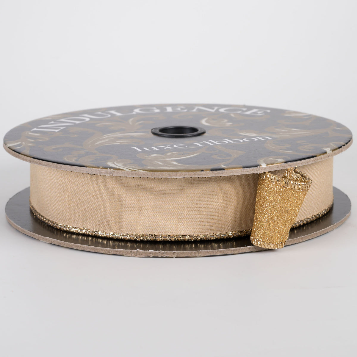 1" Double Sided Faux Dupioni & Glitter Ribbon: Gold (10 Yards) Item Number: D62602-10-15