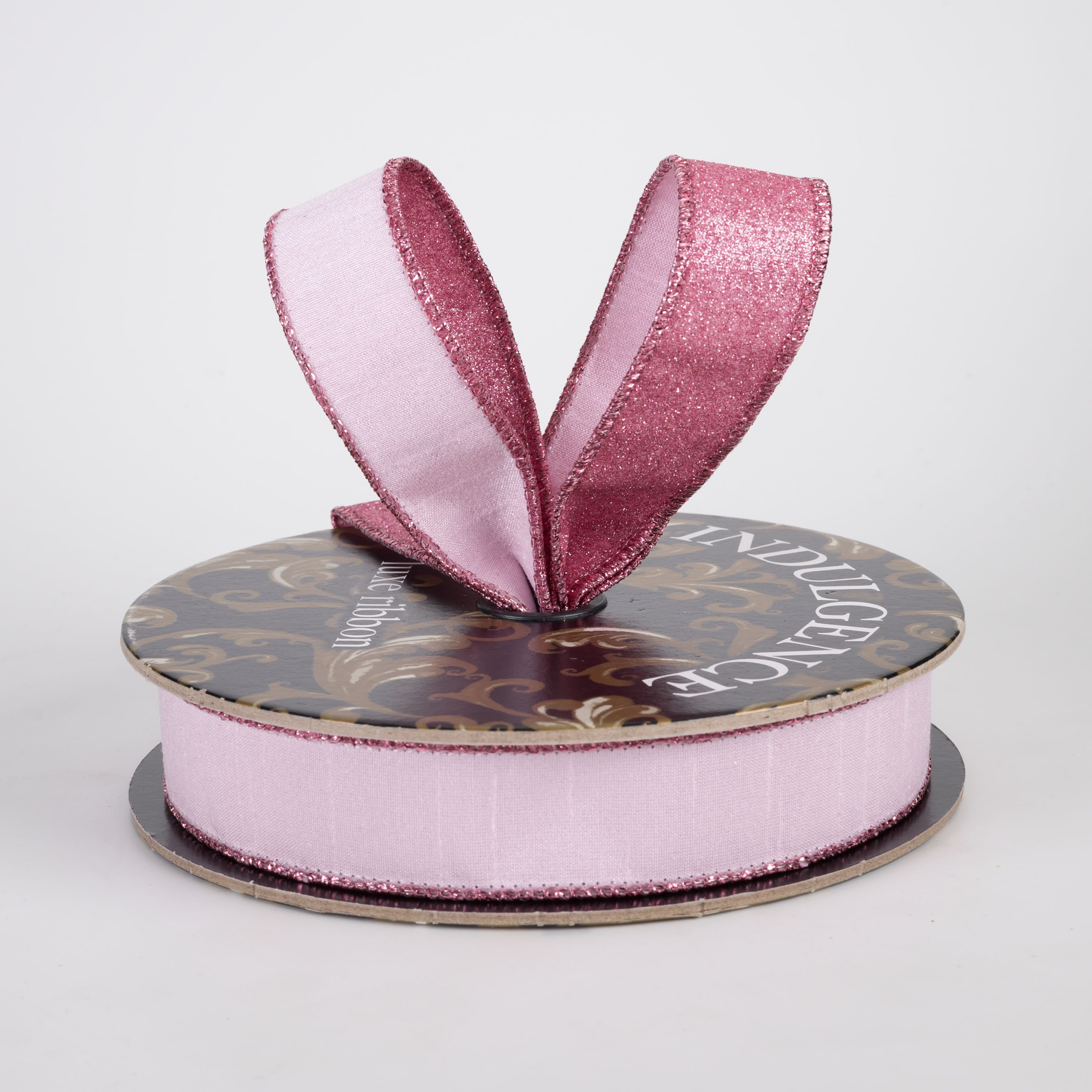 1" Double Sided Faux Dupioni & Glitter Ribbon: Pink (10 Yards) Lifestyle Photo