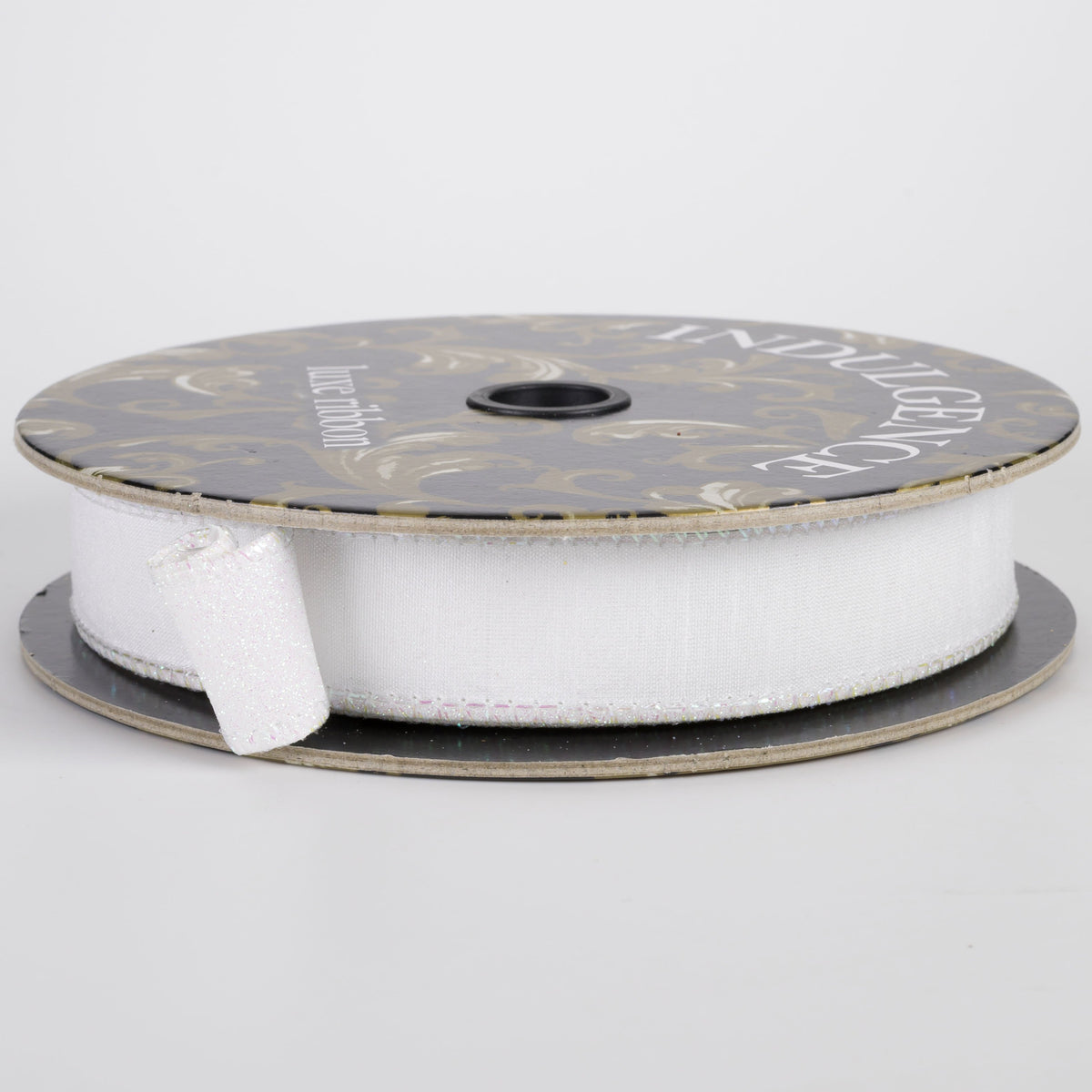 1" Double Sided Faux Dupioni & Glitter Ribbon: White (10 Yards) Item Number: D62602-10-01
