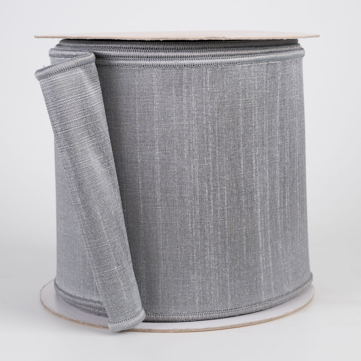 4" Double Sided Fused Dupioni Ribbon: Grey (10 Yards) Item Number: LX403510
