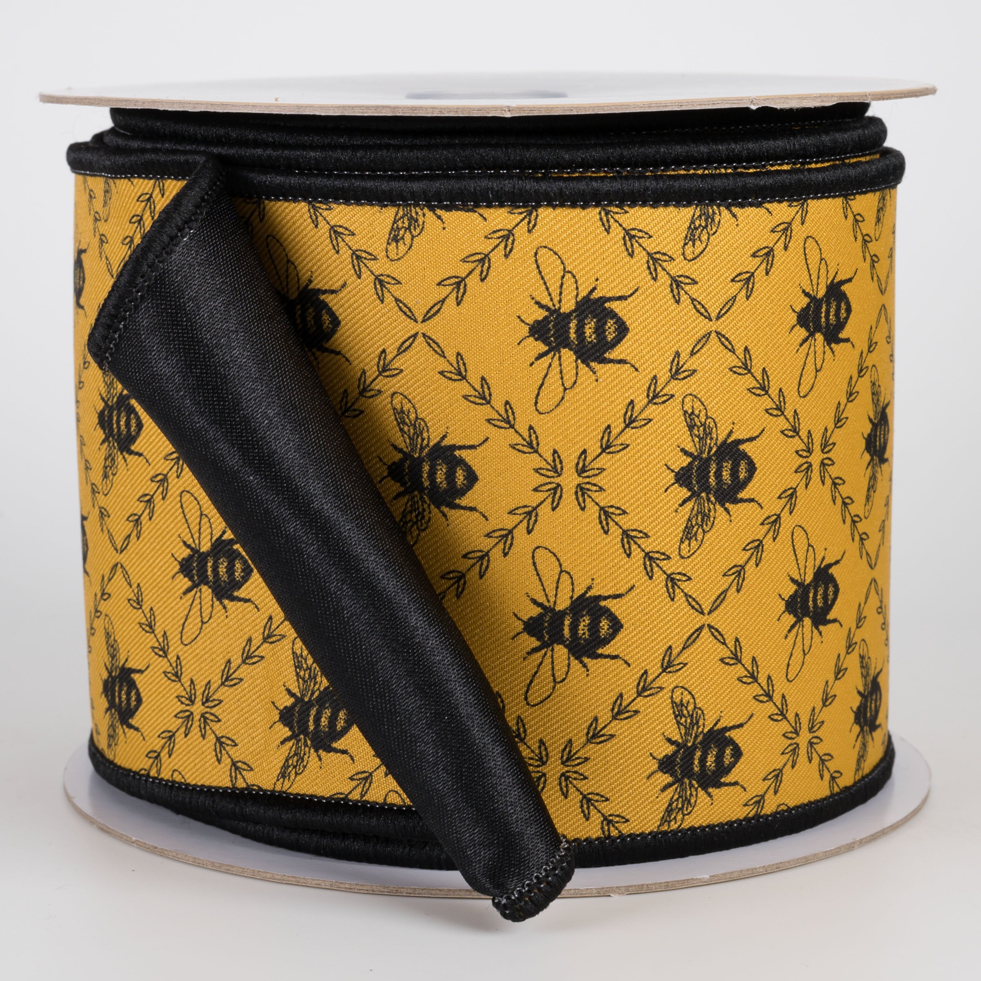 4" Double Sided Fused Honey Bee Trellis Ribbon (10 Yards) Item Number: LX3309NC