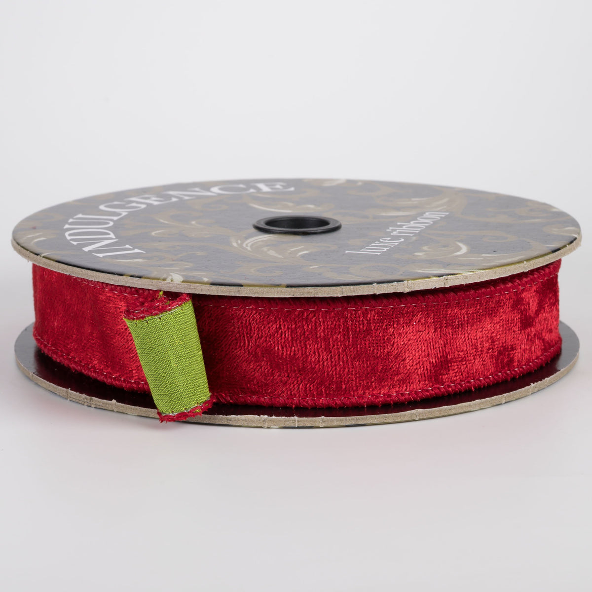 1" Double Sided Lush Velvet & Dupioni Ribbon: Red & Green (10 Yards) Item Number: D72608-10-29