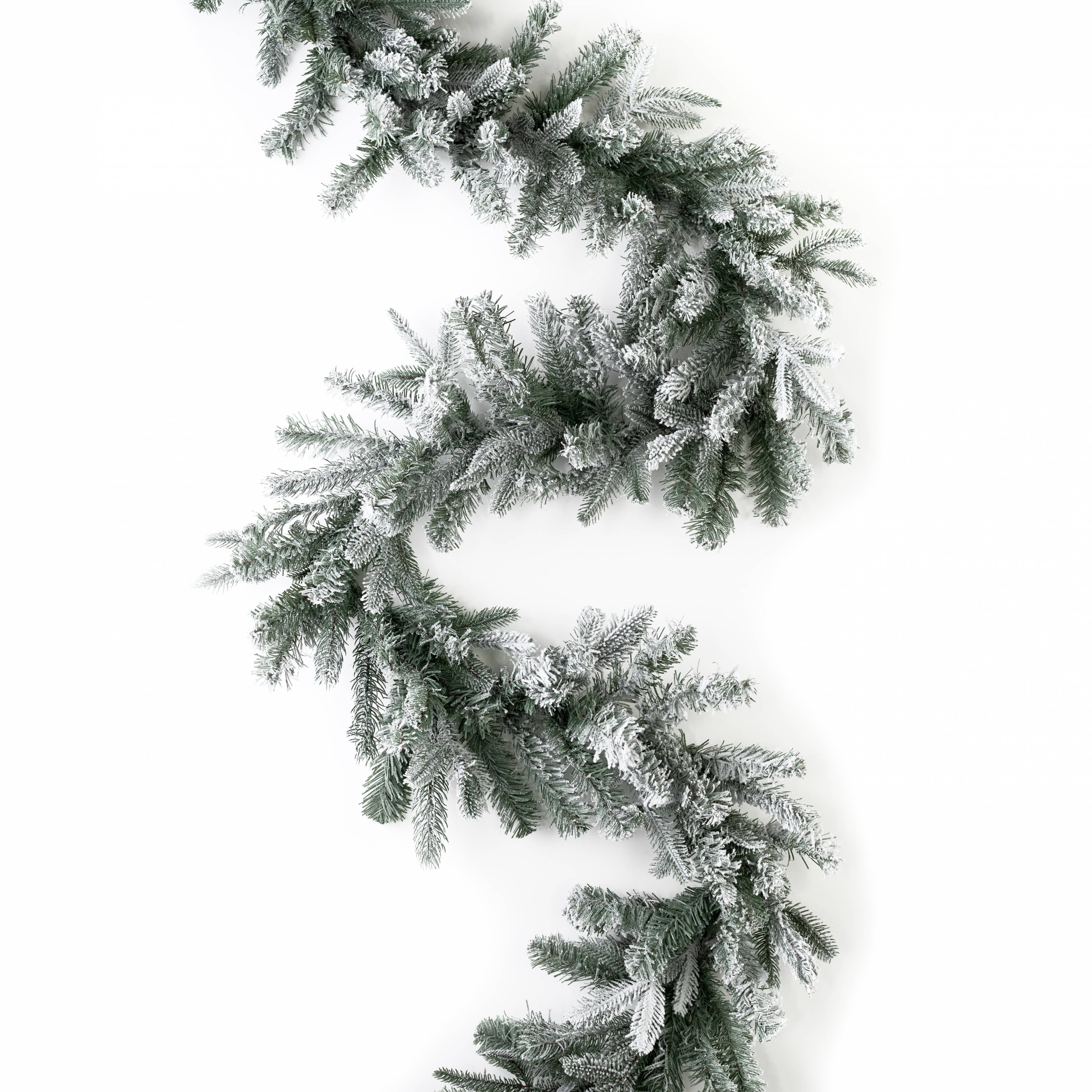 9' X 12" Durham Flocked Pine Garland Item Number: 141582
