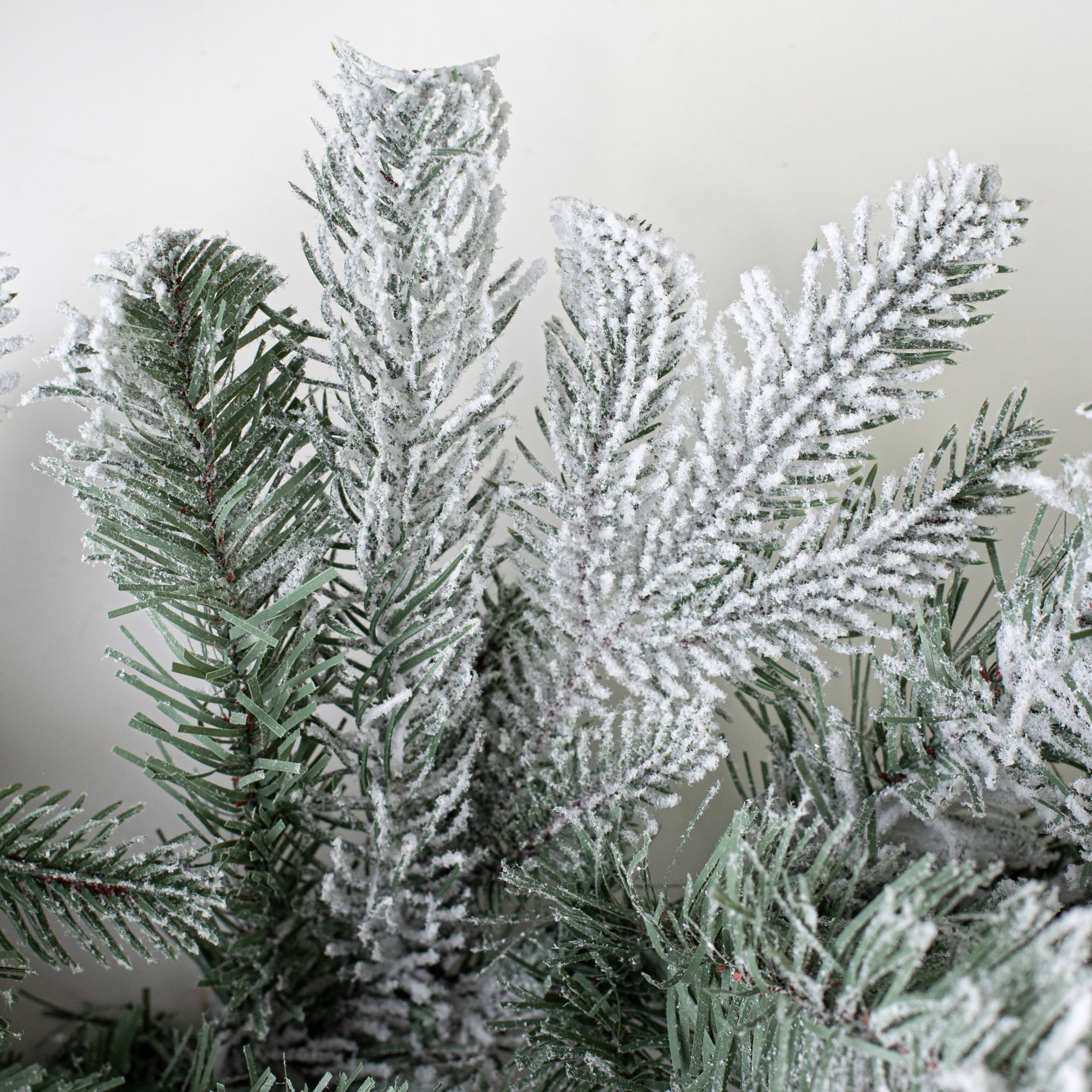 9' X 12" Durham Flocked Pine Garland detail photo 5