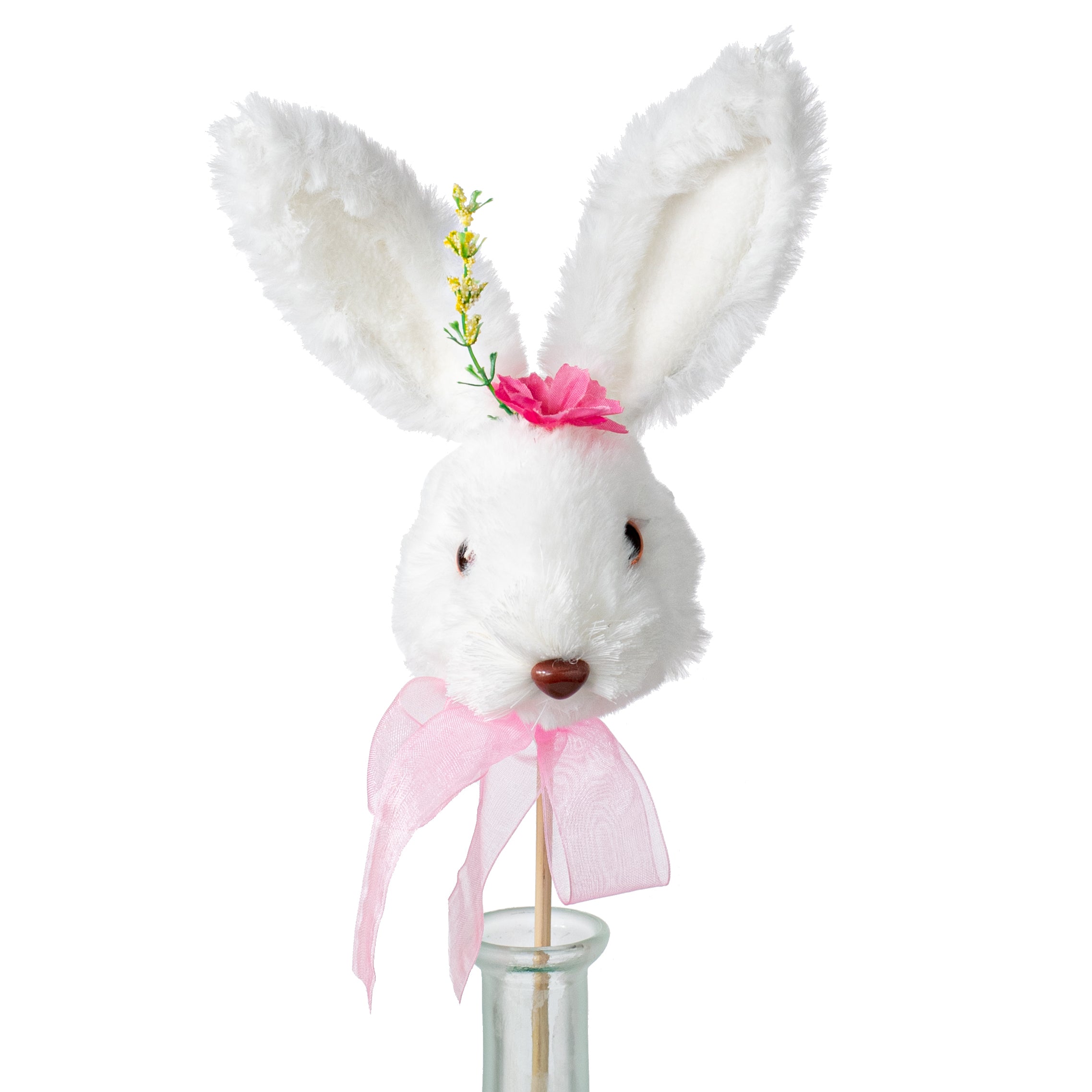16" Easter Bunny Head Pick with Pink Flower Item Number: 211440