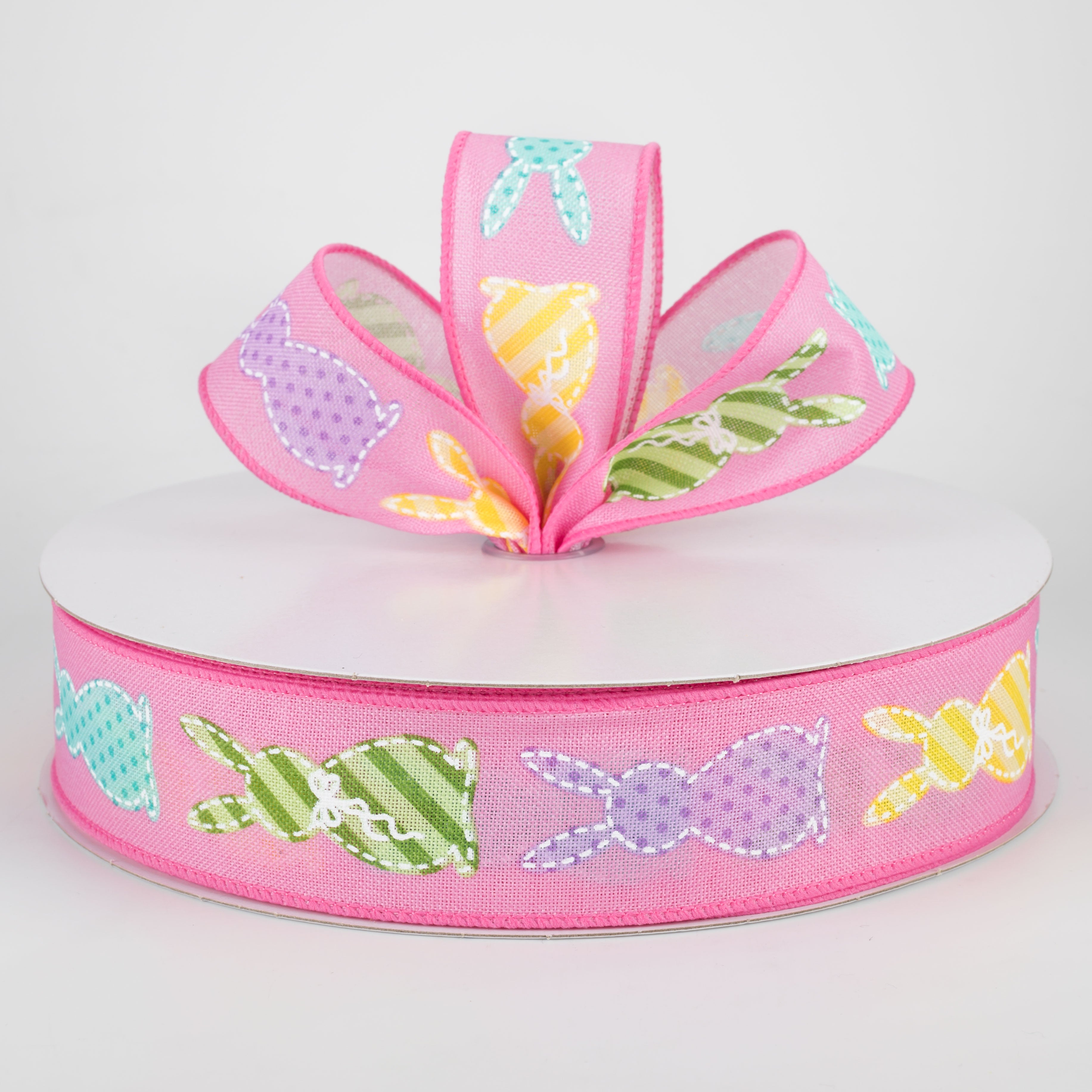 1.5" Easter Bunny Patterns Ribbon: Pink (50 Yards) Lifestyle Photo