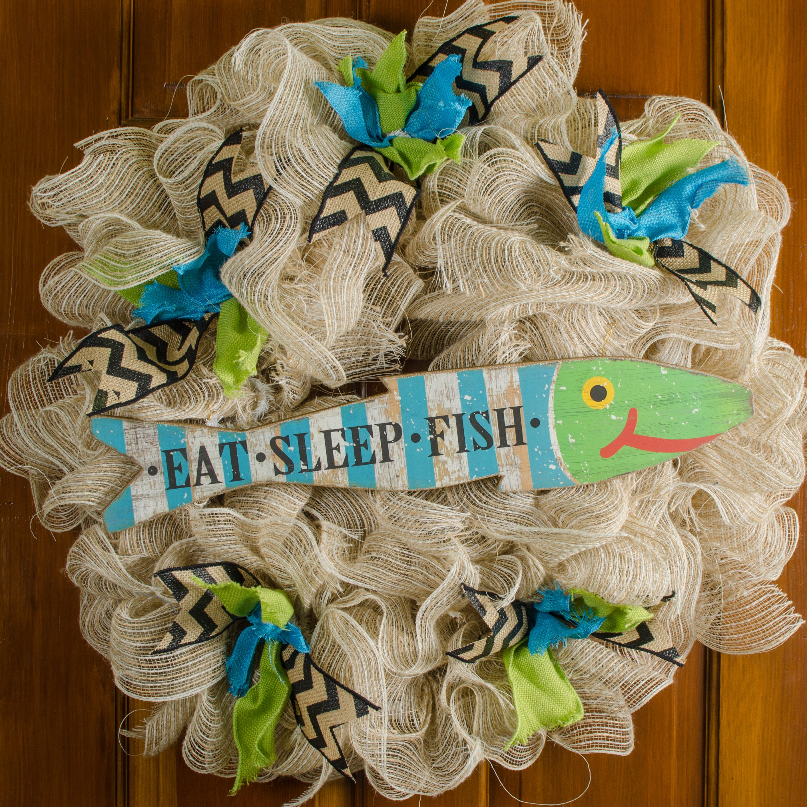 20" Eat Sleep Fish Sign Lifestyle Photo