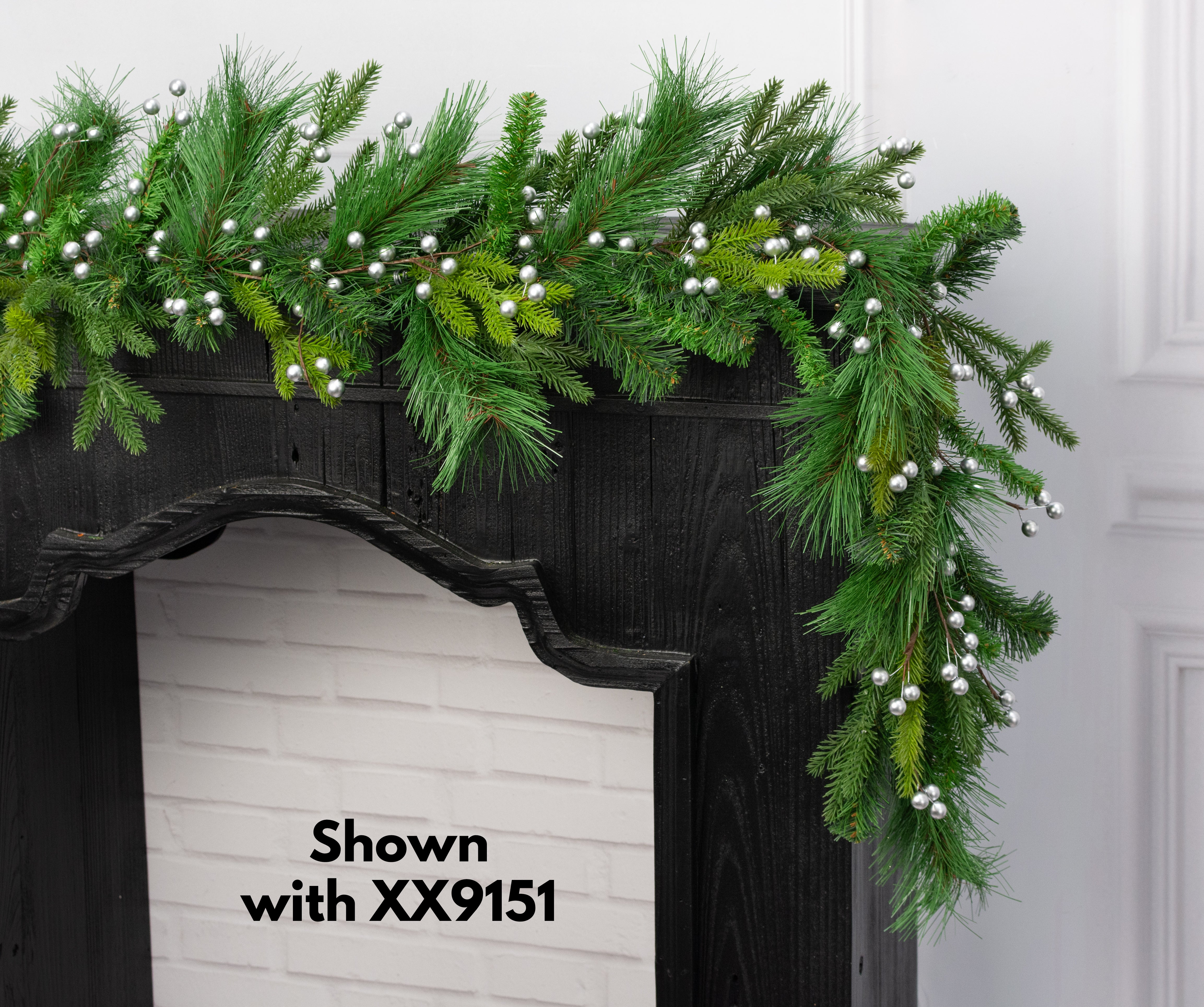 5' Berry Ball Garland: Pearl Silver