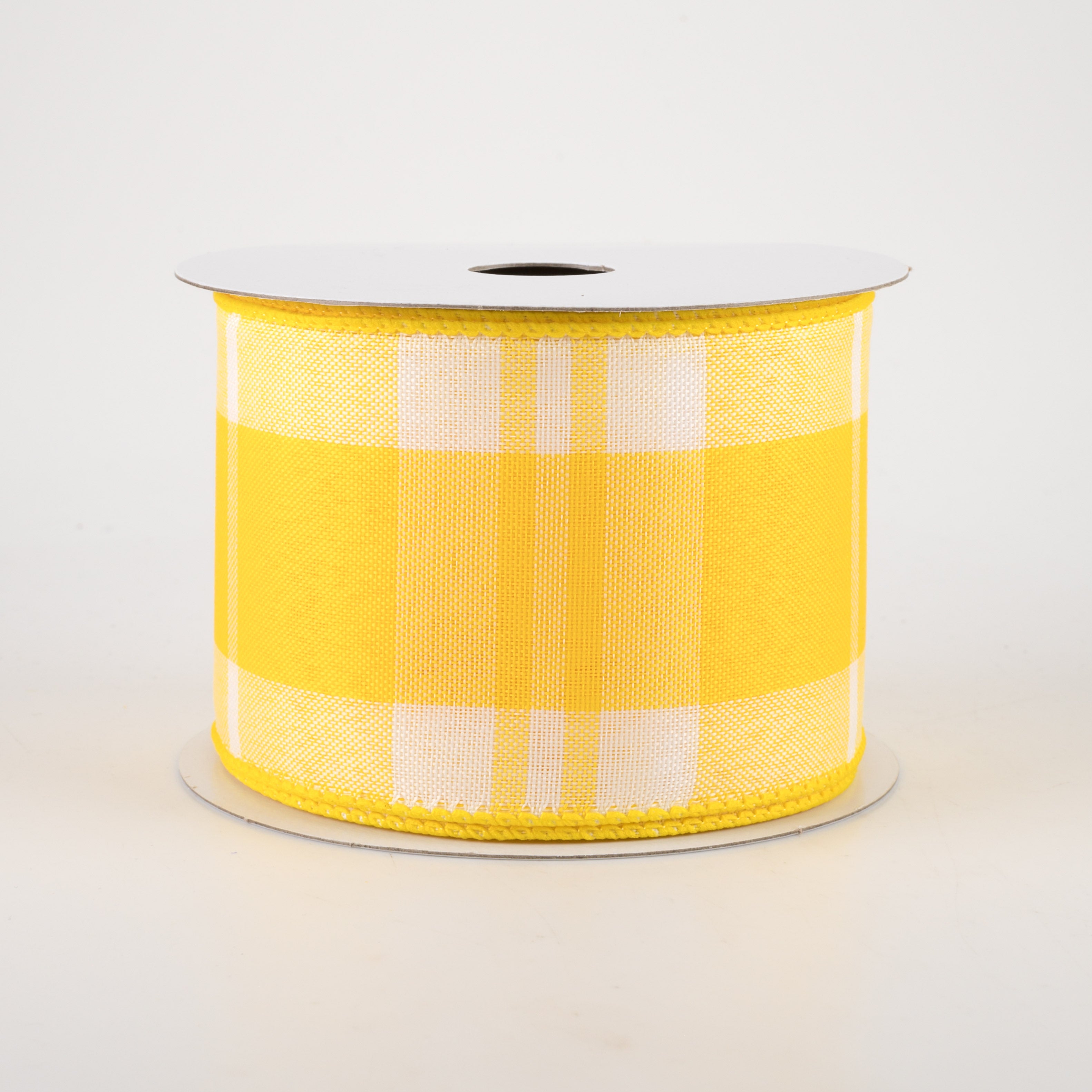 2.5" Eday Plaid Ribbon: Yellow & White (10 Yards)